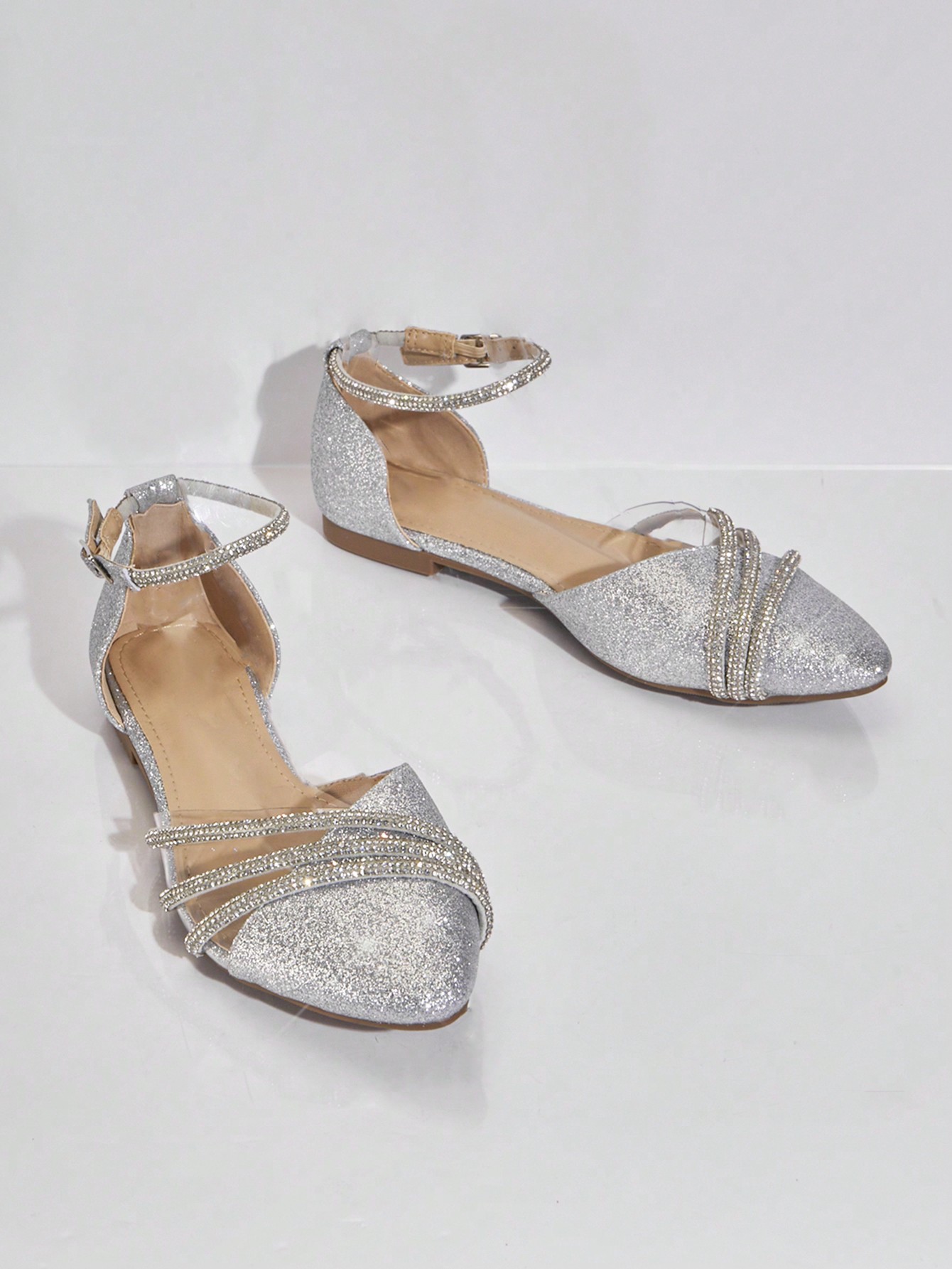 In Silver Women Flats