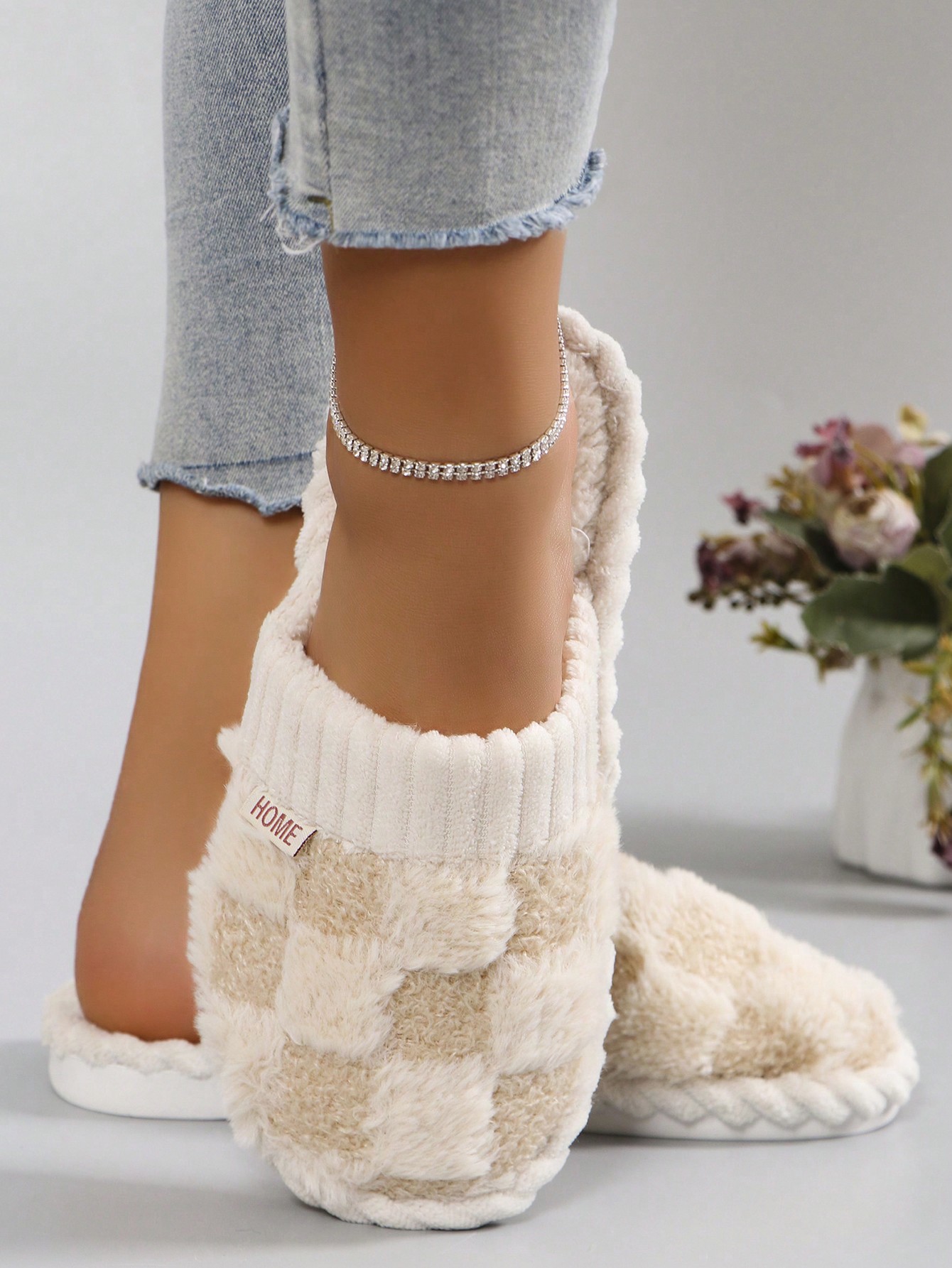 In Beige Women Home Slippers