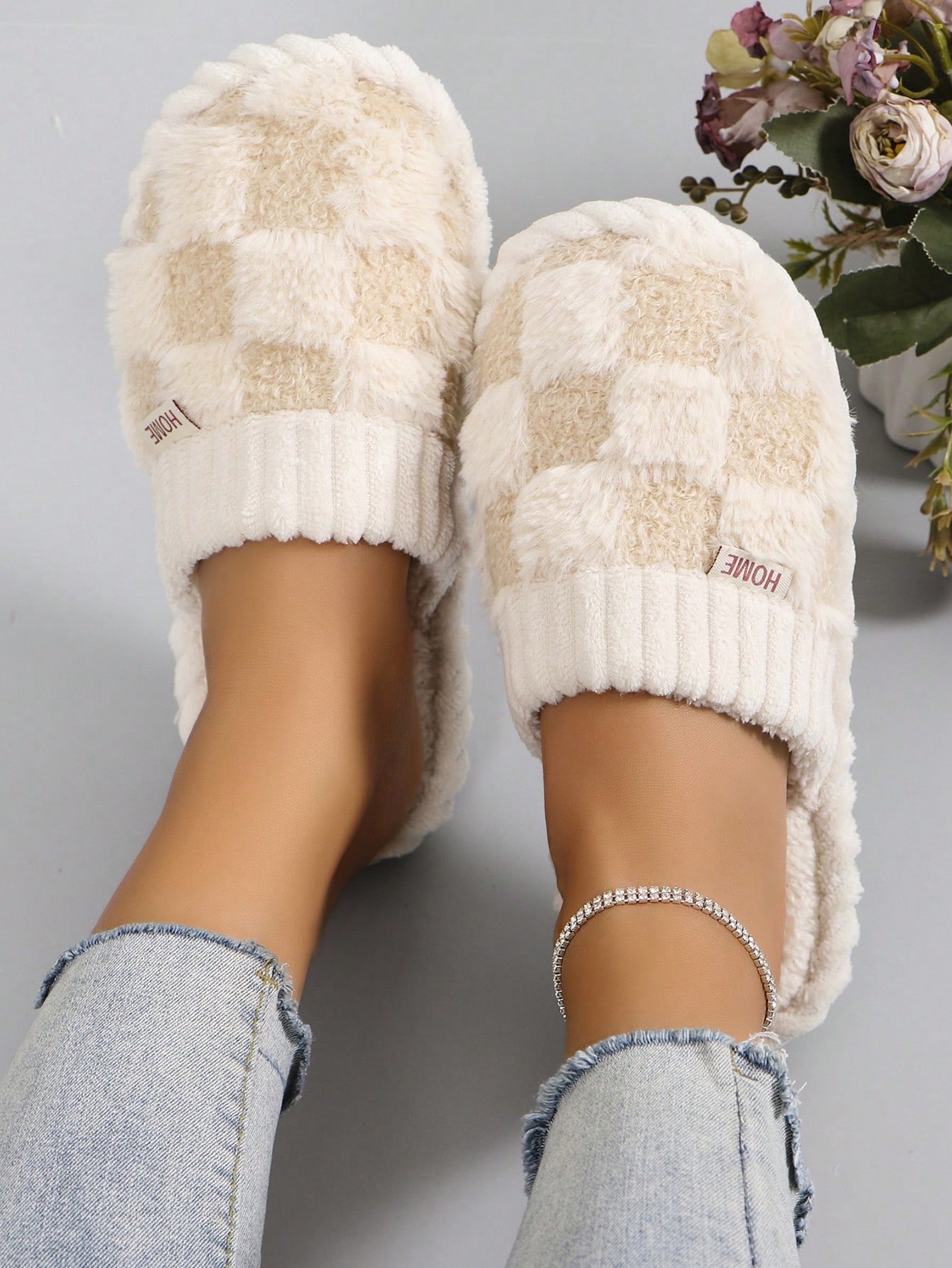 In Beige Women Home Slippers