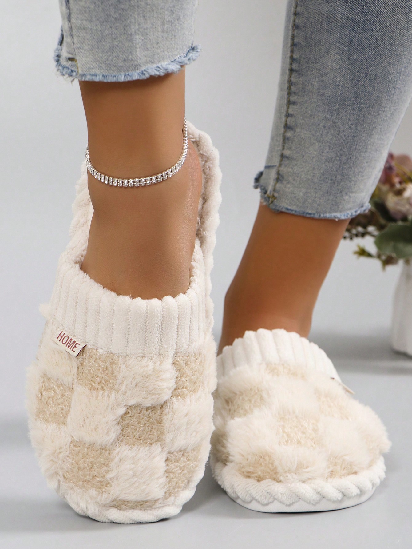 In Beige Women Home Slippers