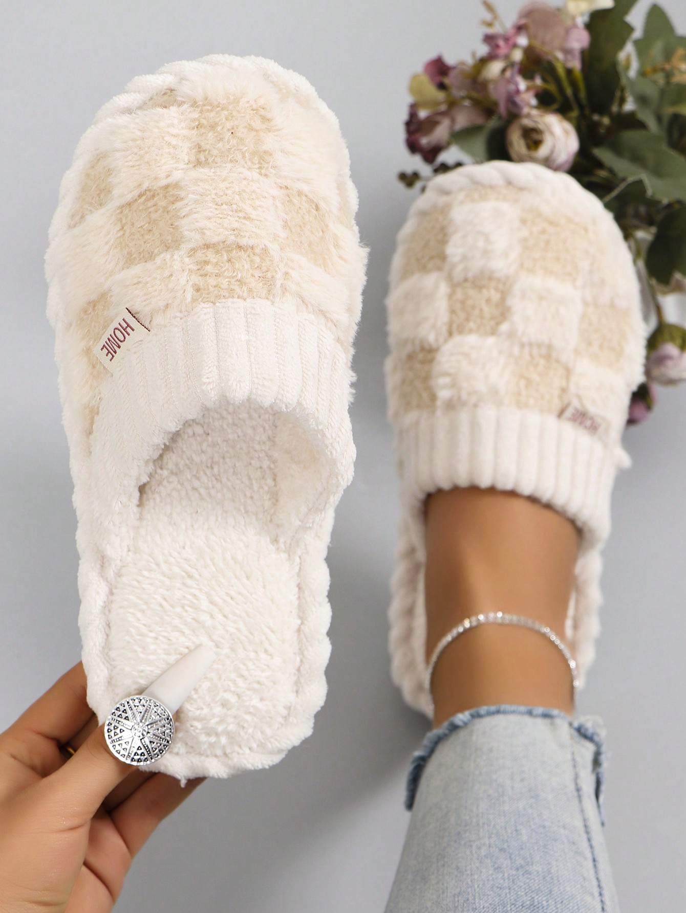 In Beige Women Home Slippers