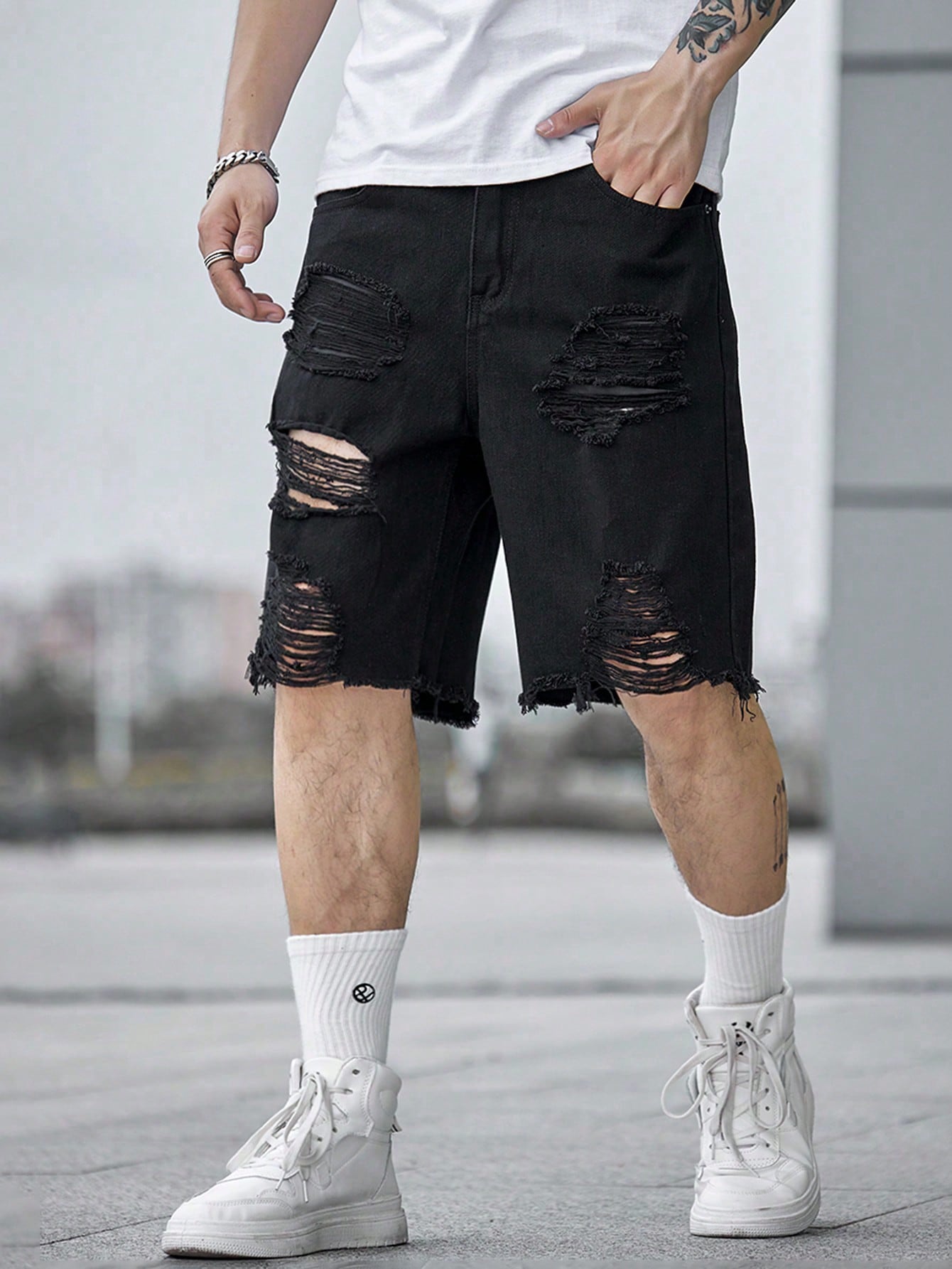 Men Plus Size Denim Shorts