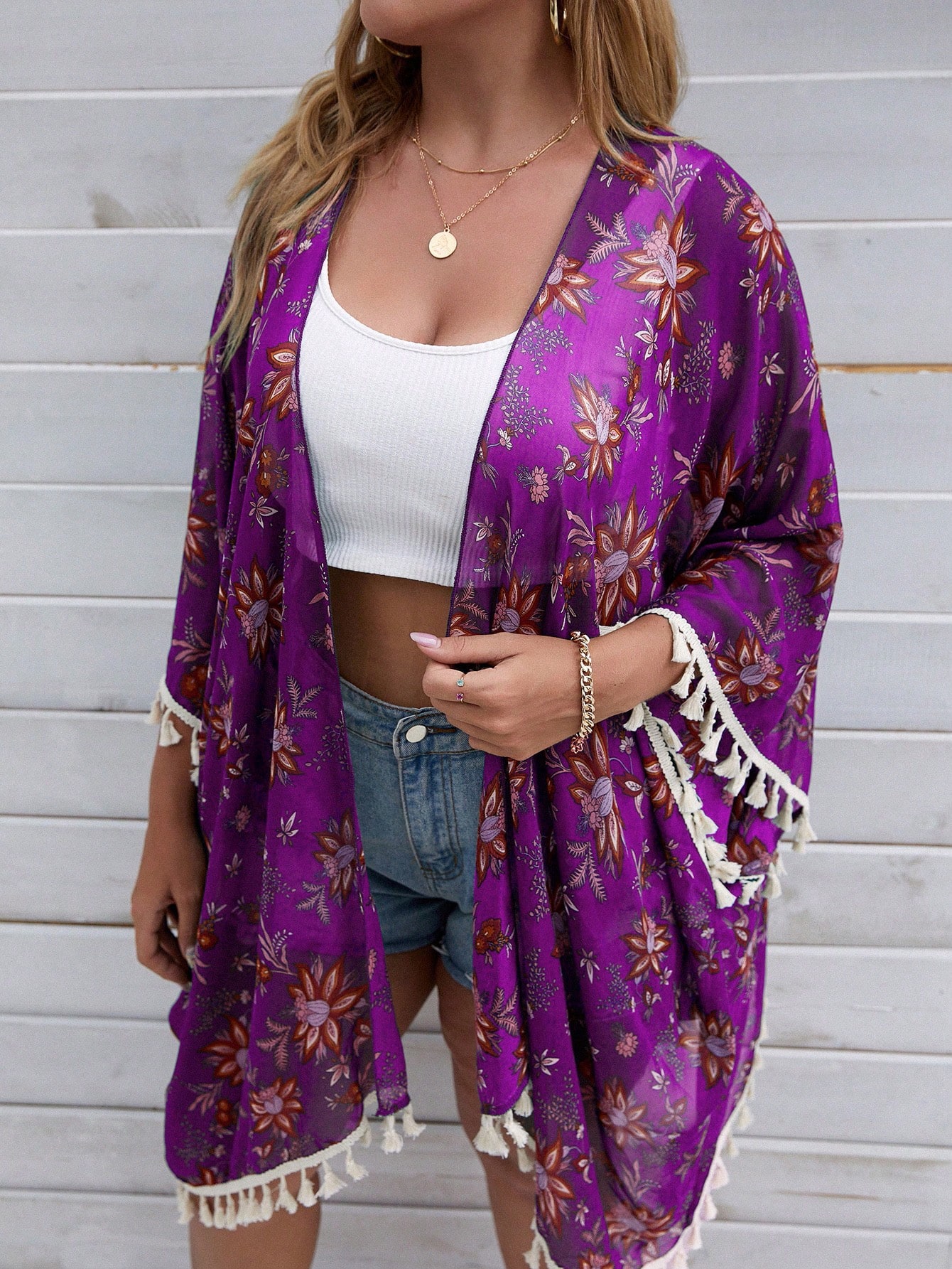 In Long Sleeve Plus Size Kimonos