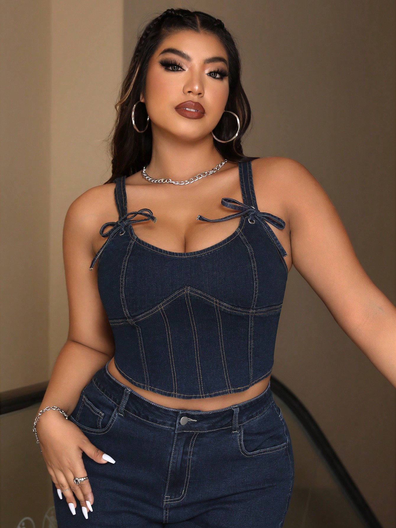 In Blue Plus Size Denim Tops