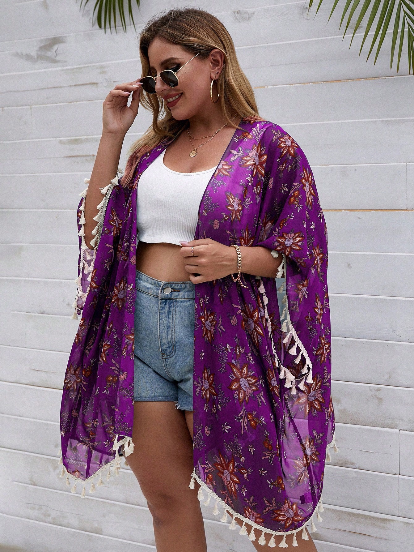 In Long Sleeve Plus Size Kimonos