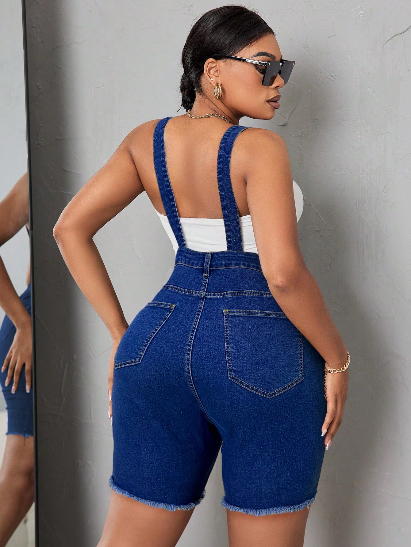 In Casual Plus Size Denim Overalls