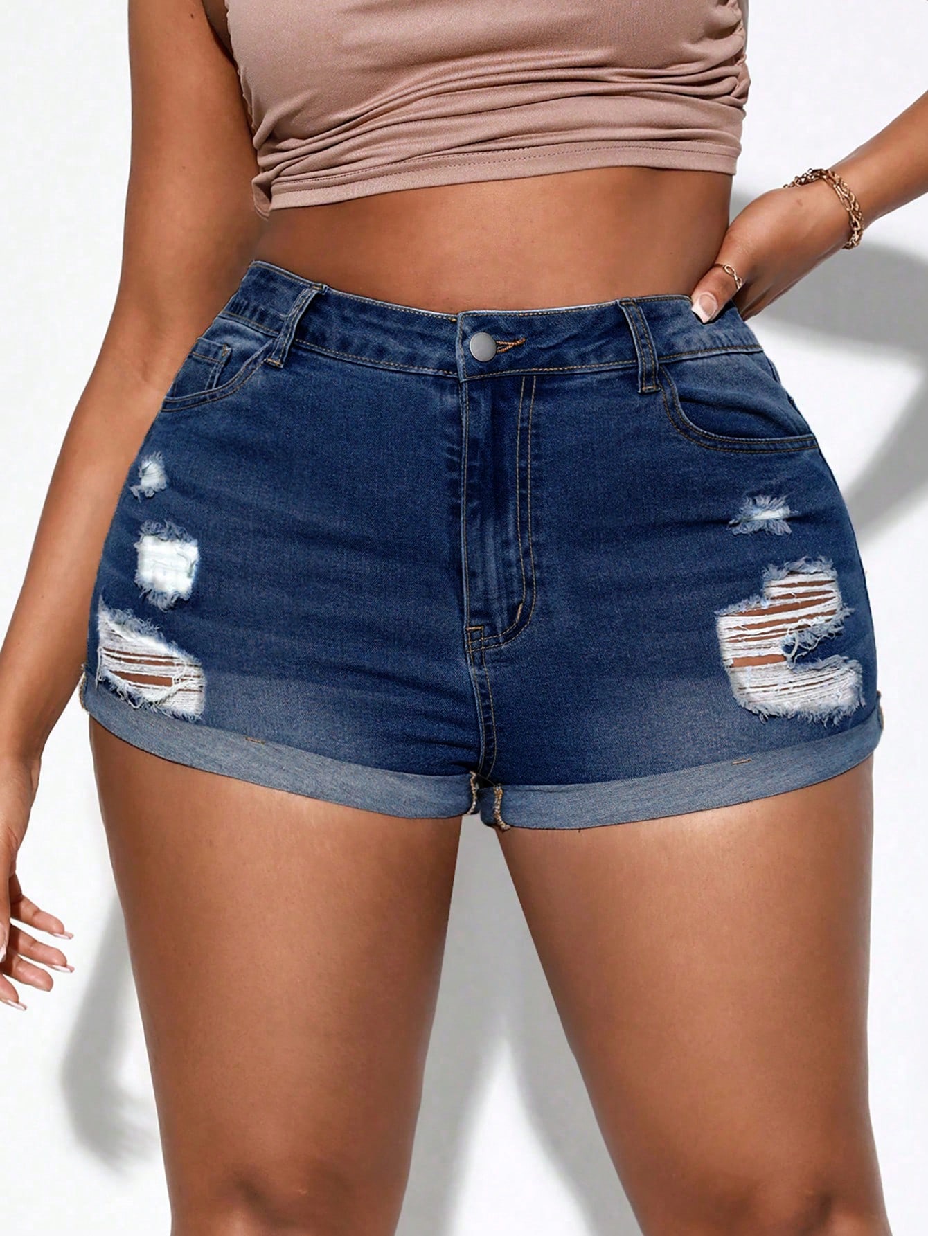 Plus Size Denim Shorts