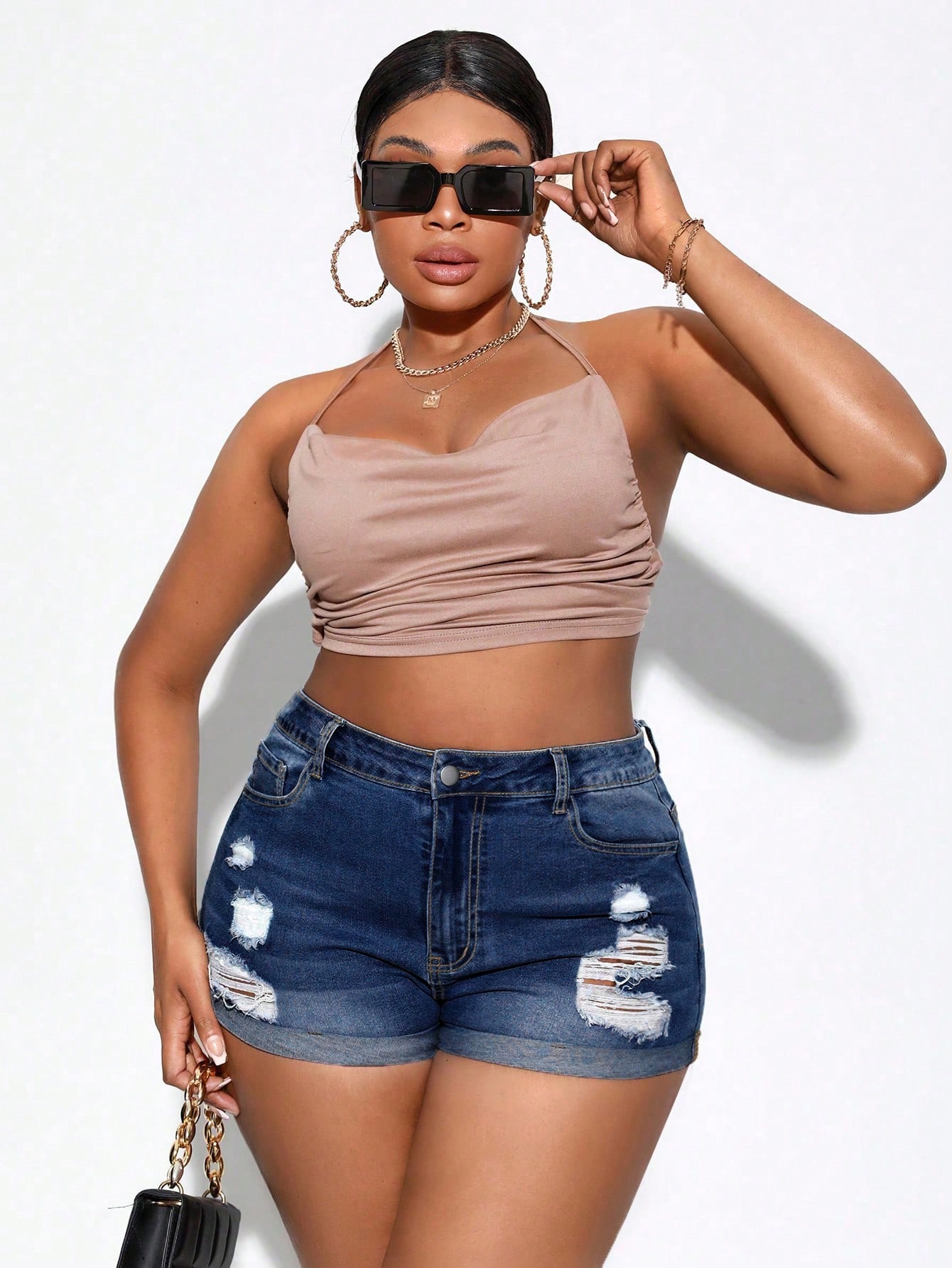 Plus Size Denim Shorts