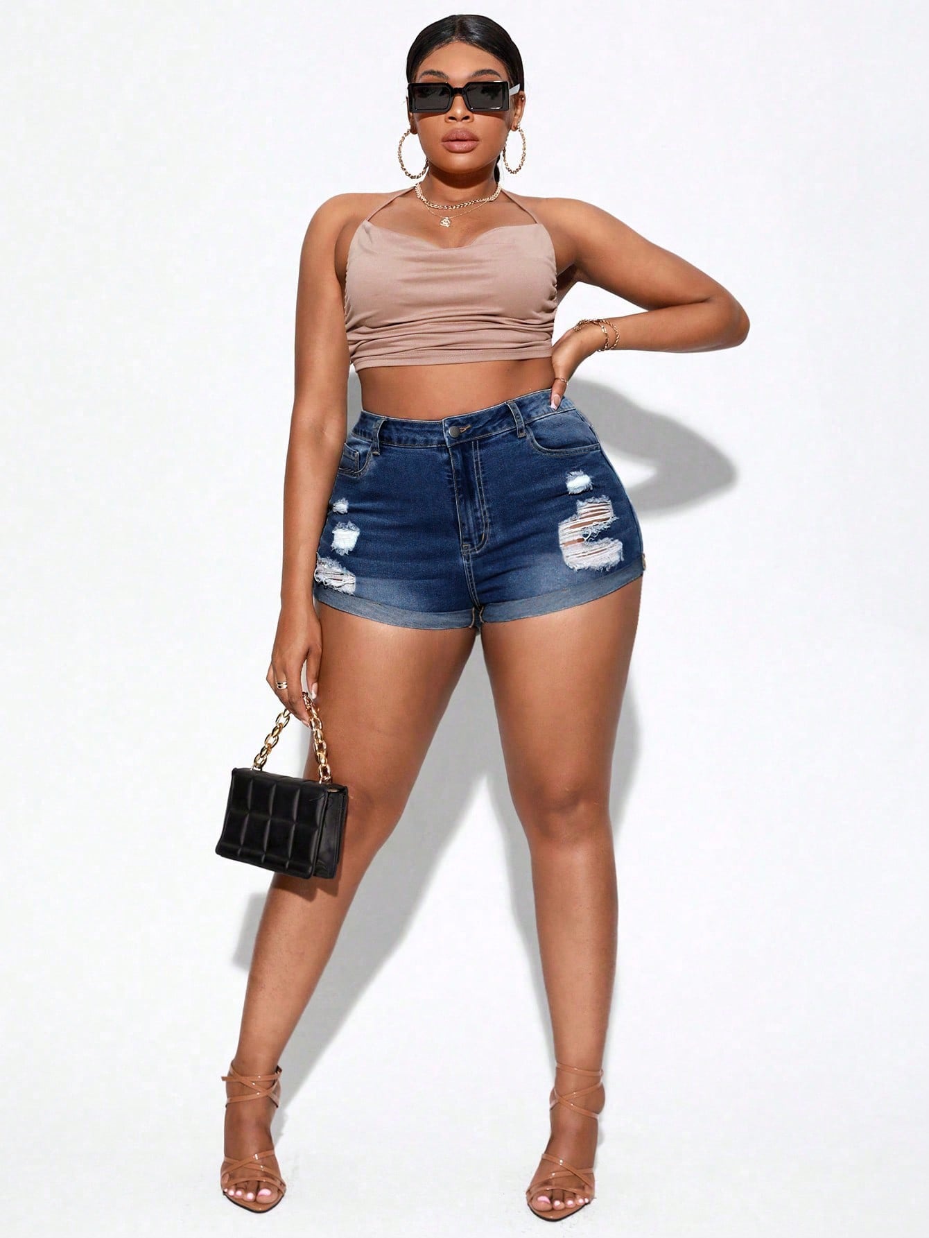 Plus Size Denim Shorts