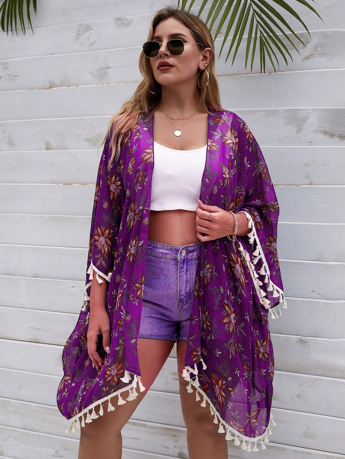 In Long Sleeve Plus Size Kimonos