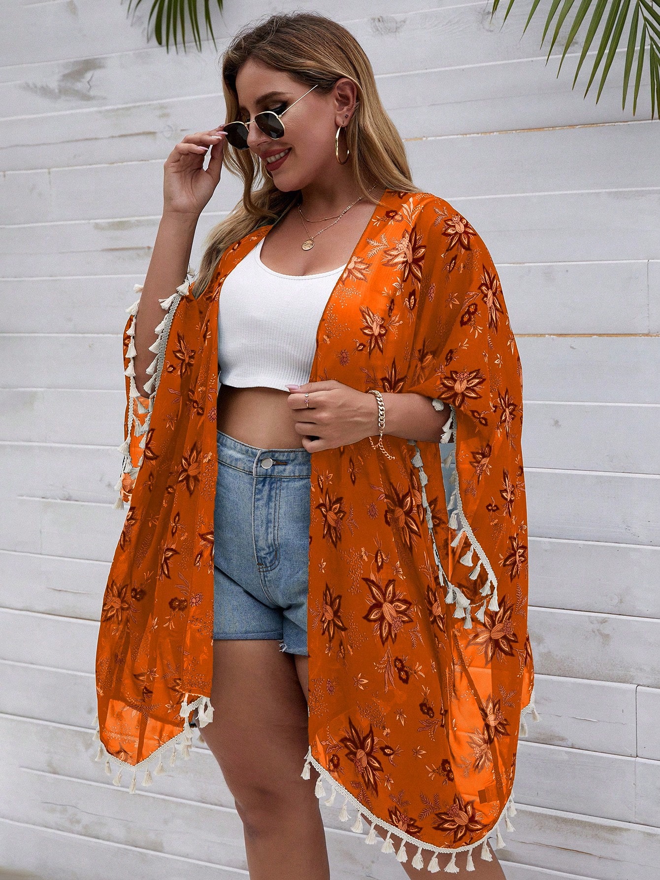 In Long Sleeve Plus Size Kimonos