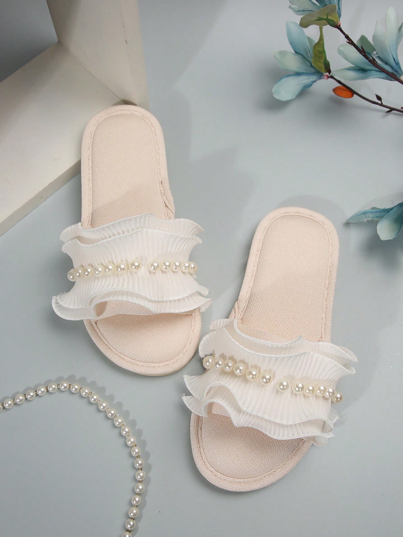 In Beige Women Home Slippers