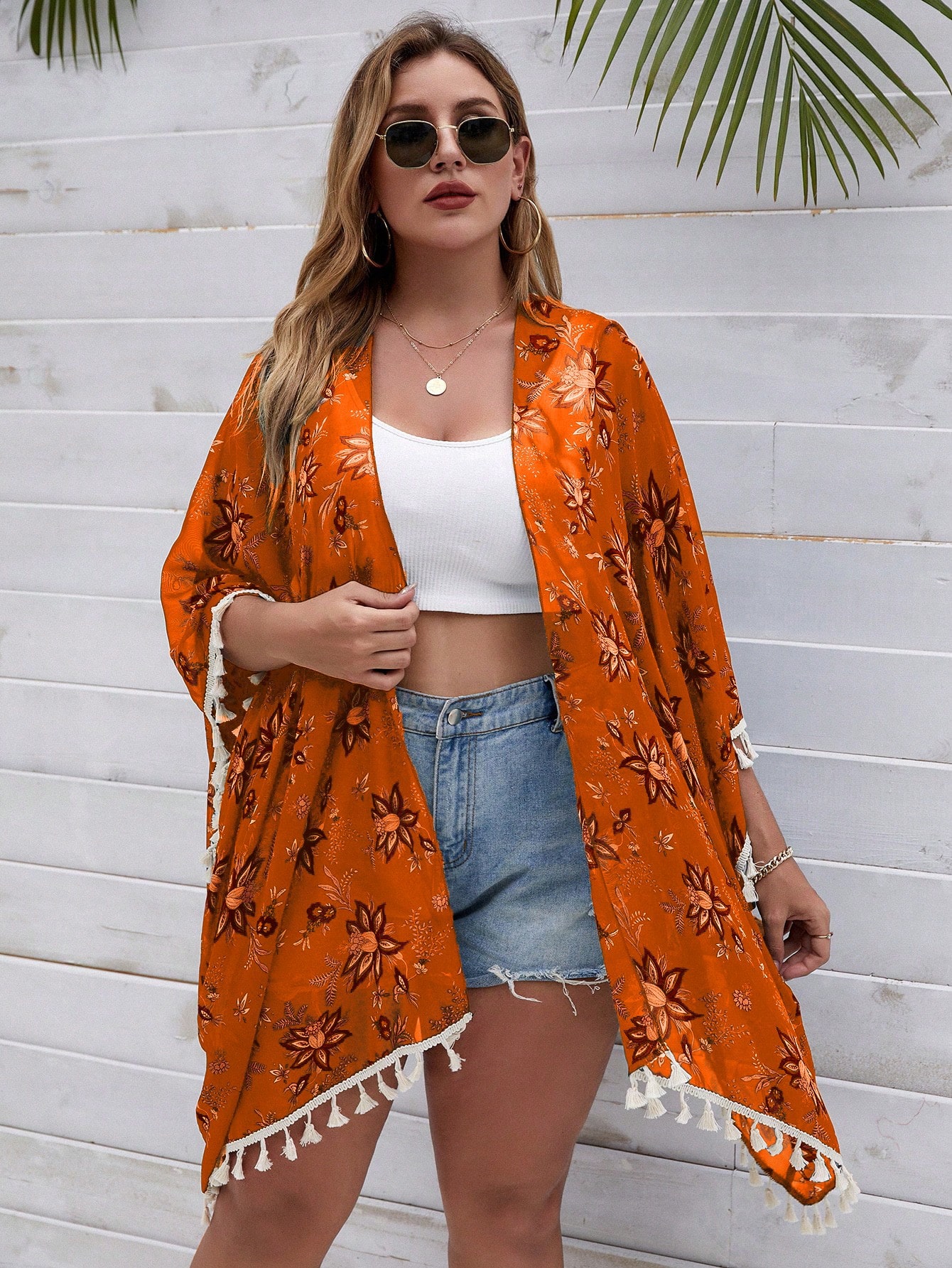 In Long Sleeve Plus Size Kimonos