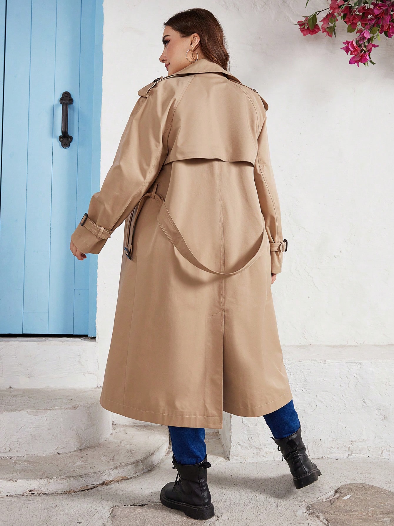 In Long Sleeve Plus Size Trench Coats