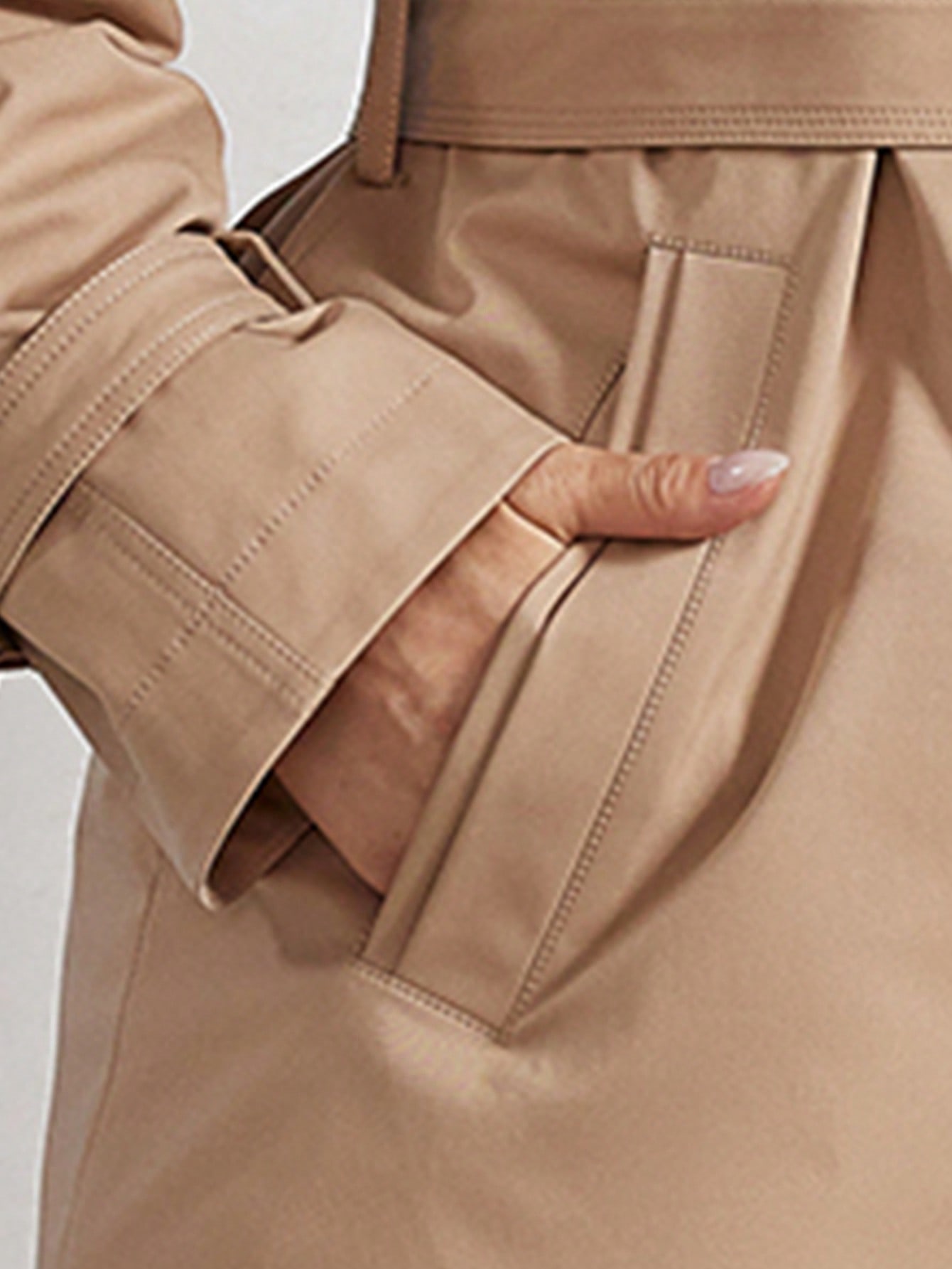 In Long Sleeve Plus Size Trench Coats