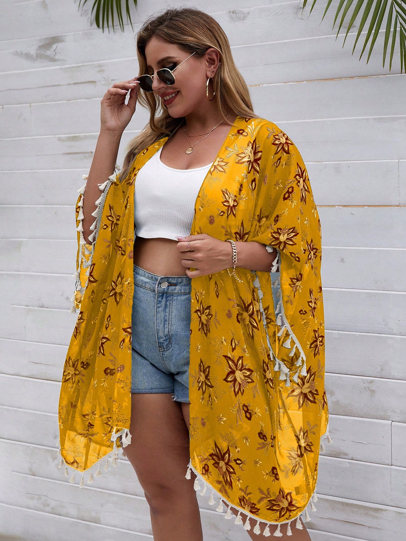 In Long Sleeve Plus Size Kimonos