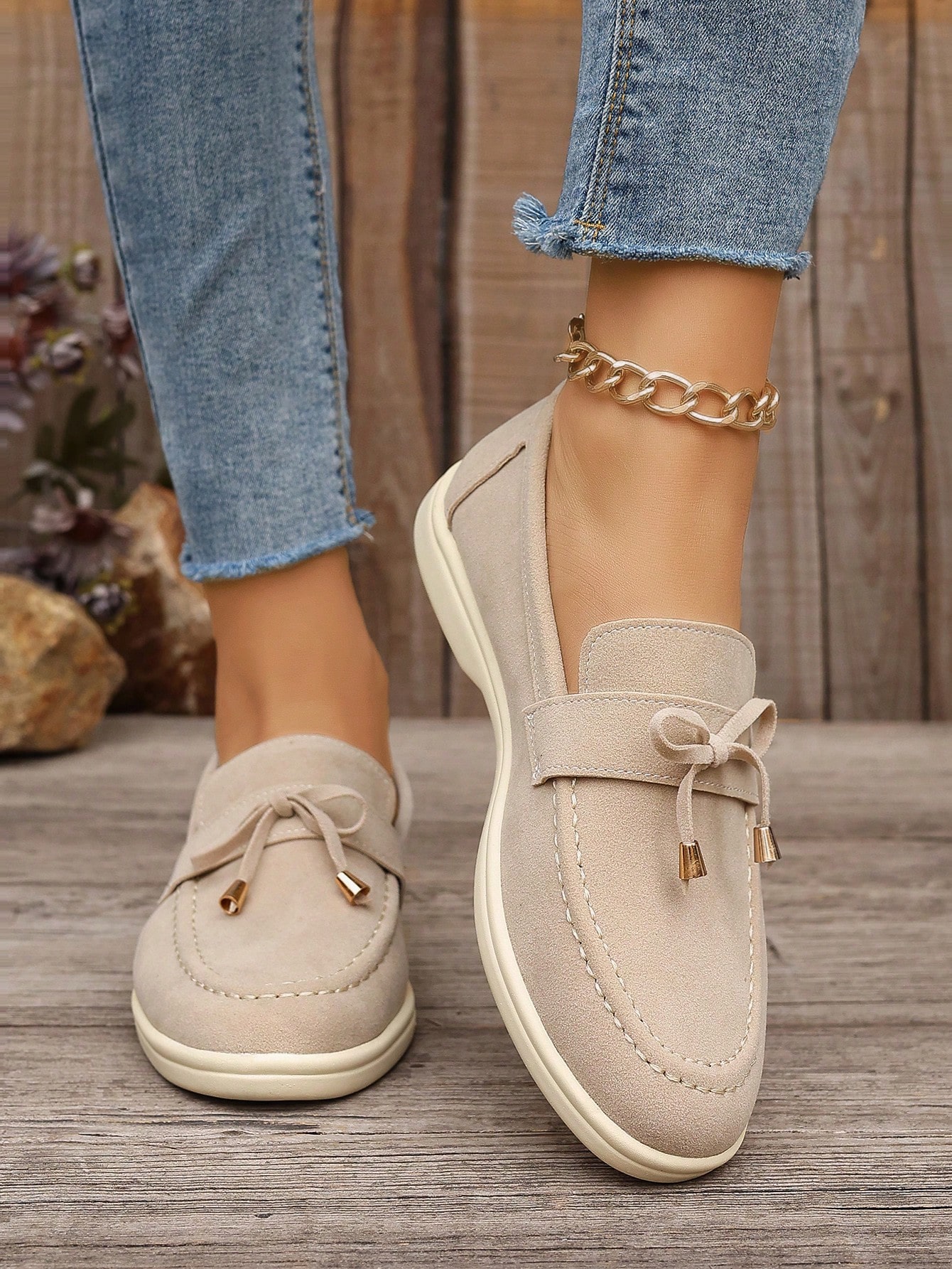 In Beige Women Flats