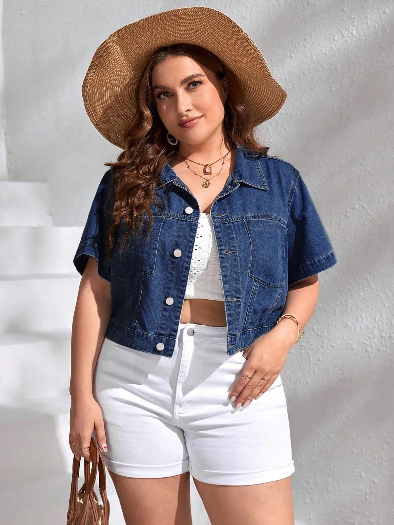 In Short Sleeve Plus Size Denim Jackets