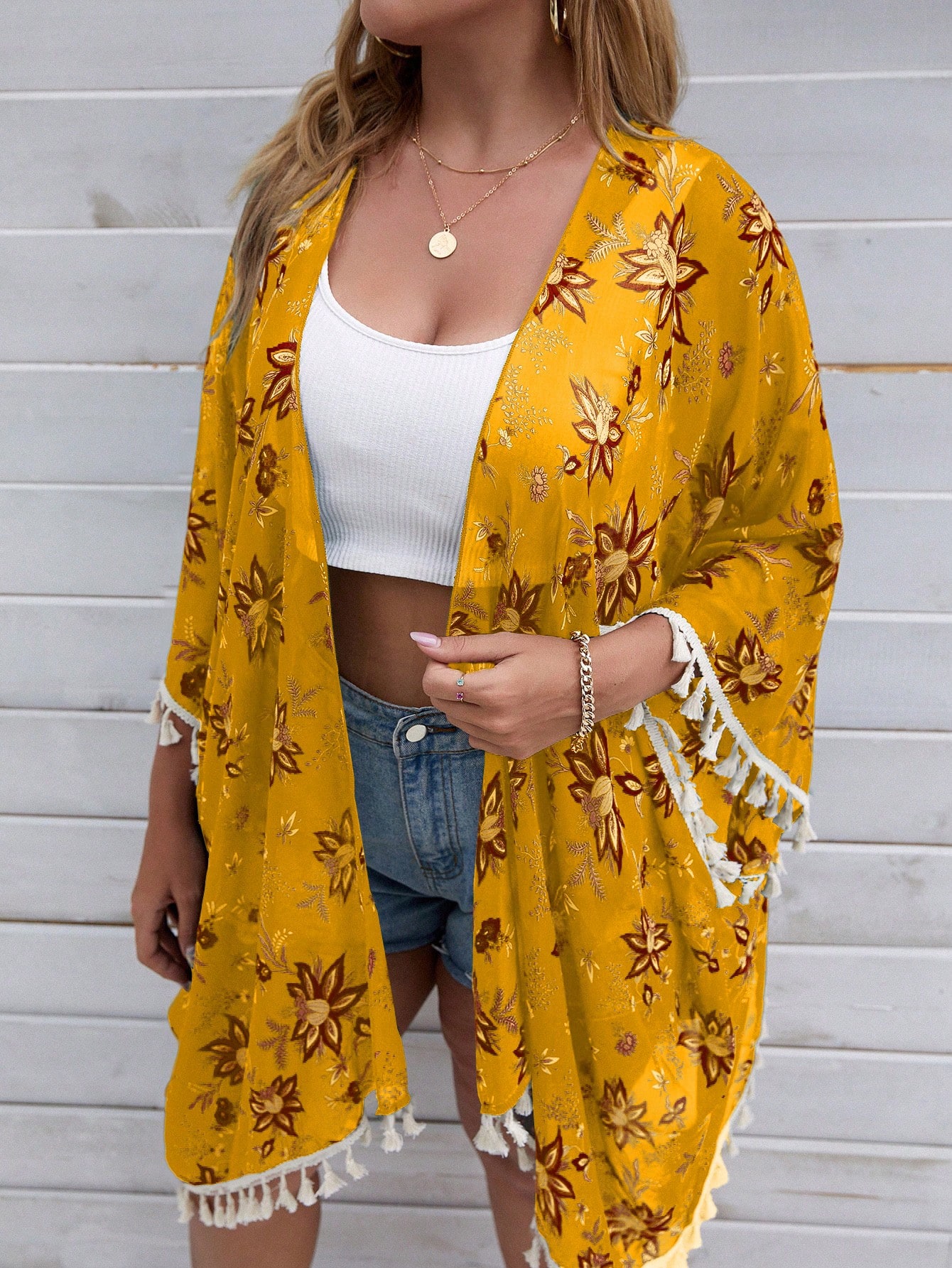 In Long Sleeve Plus Size Kimonos