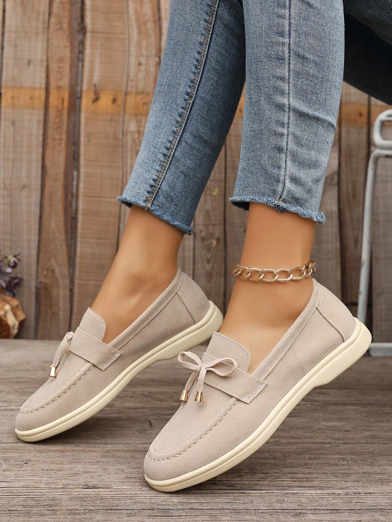 In Beige Women Flats