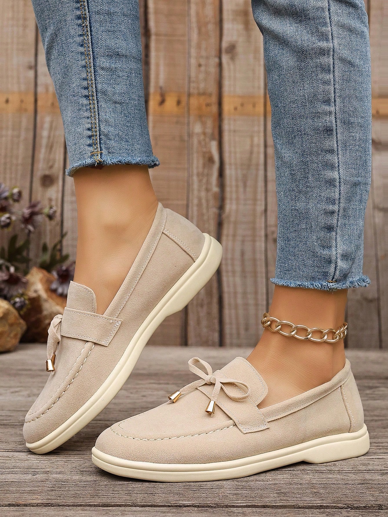 In Beige Women Flats