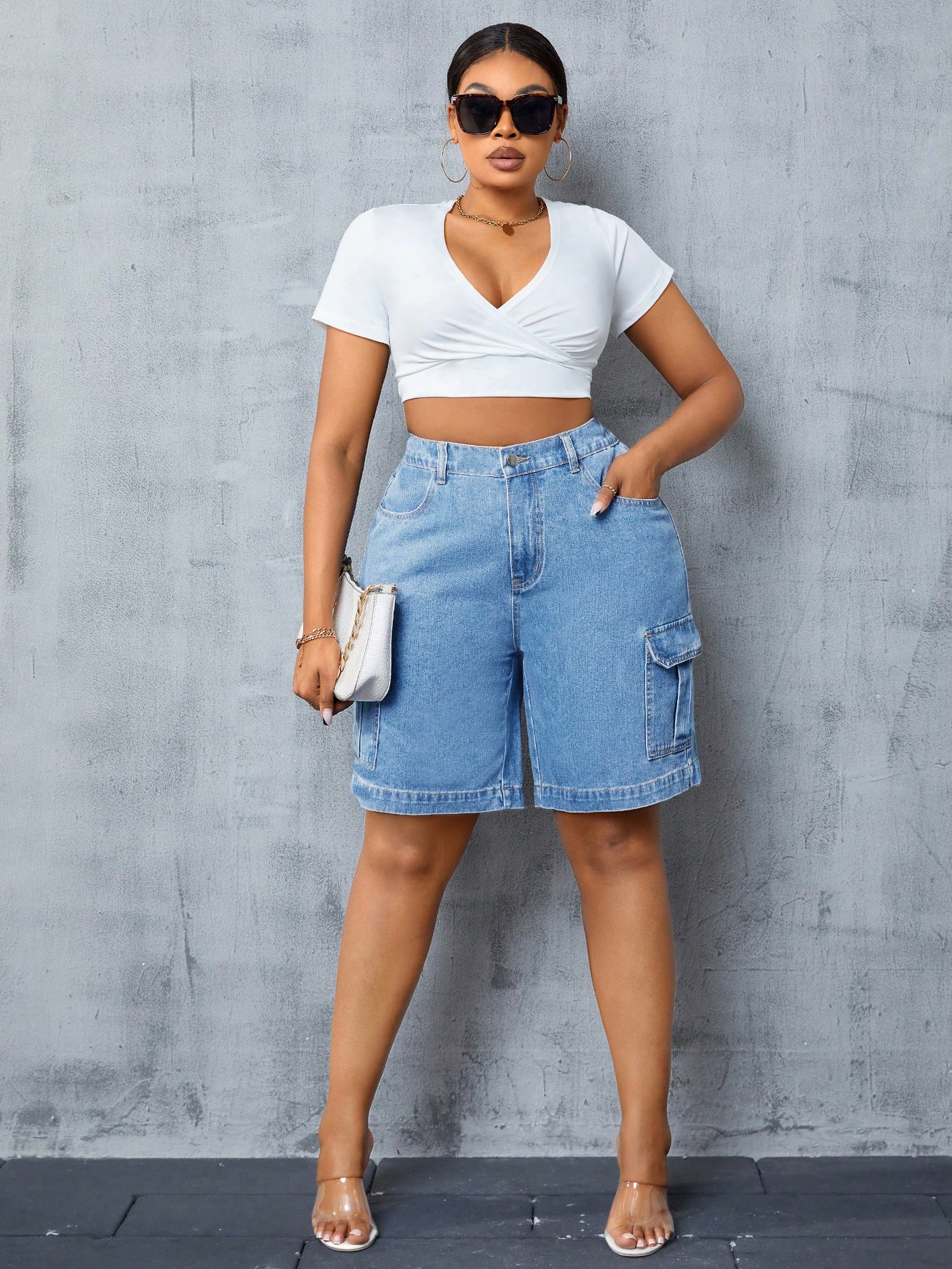 Plus Size Denim Shorts