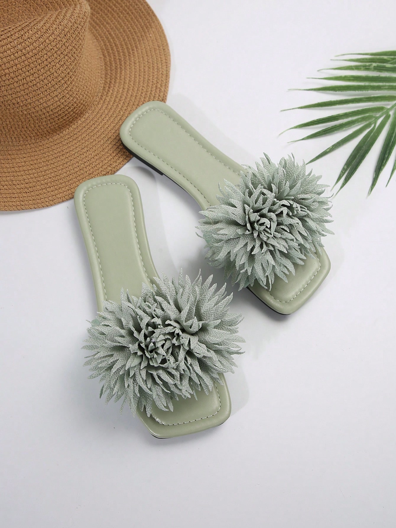 In Green Women Flat Sandals