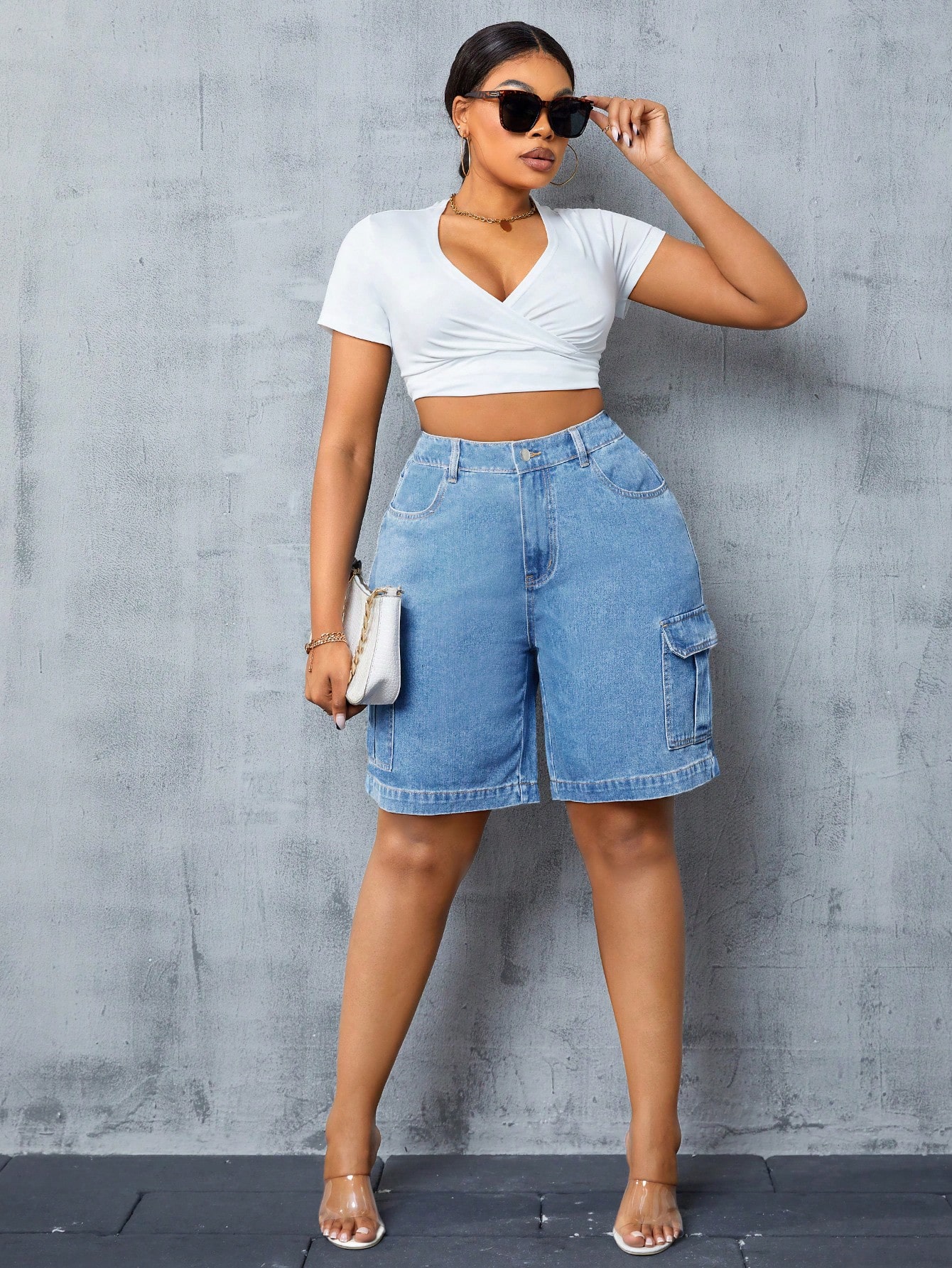 Plus Size Denim Shorts