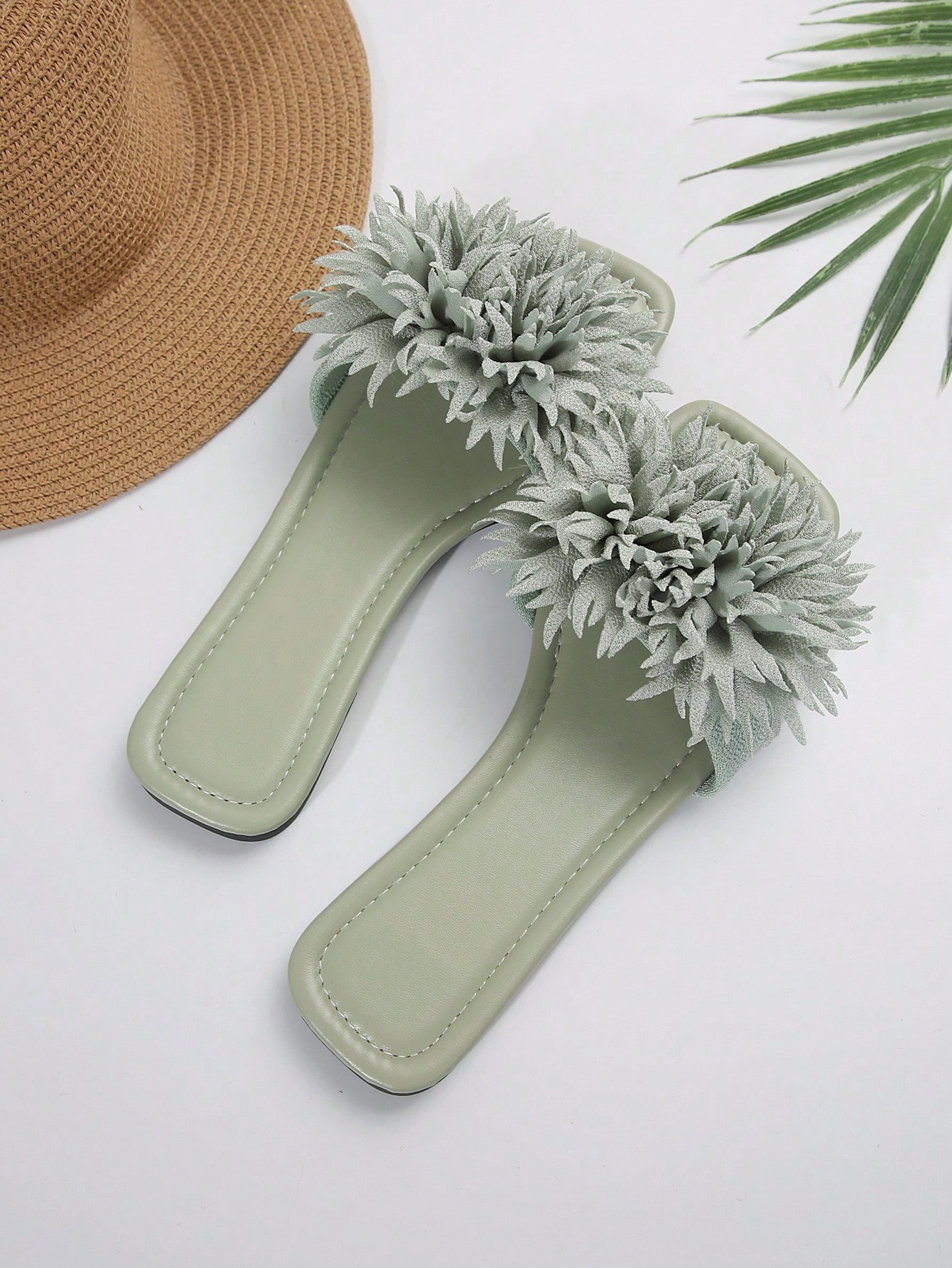 In Green Women Flat Sandals