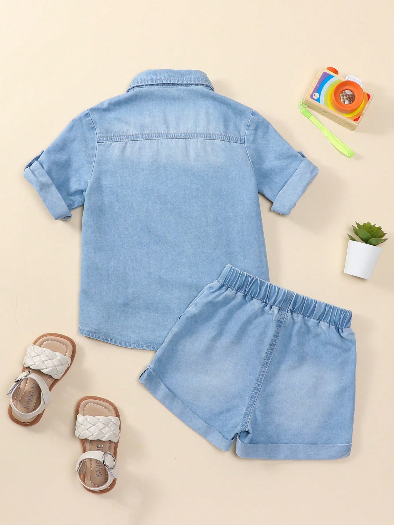 Young Girls Denim Two-piece Outfits