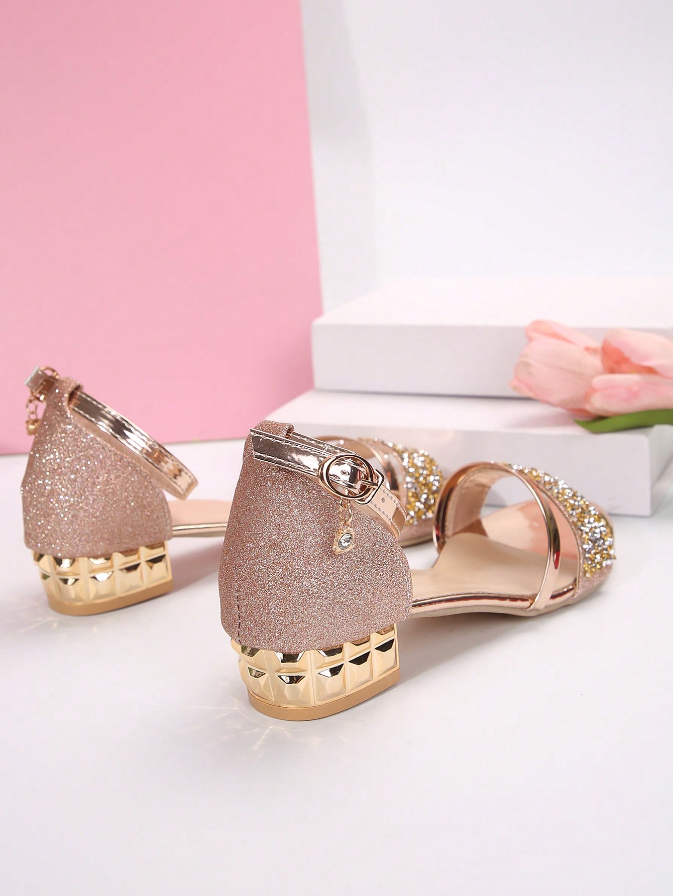 In Rose Gold Women Heeled Sandals