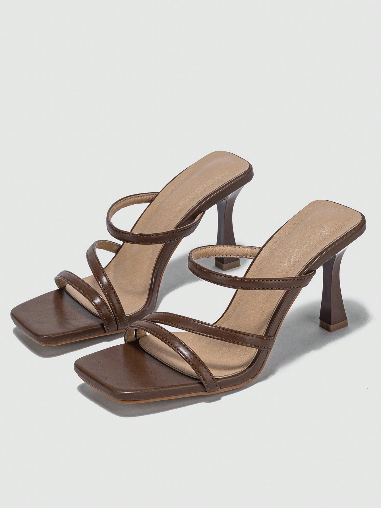 In Coffee Brown Women Heeled Sandals