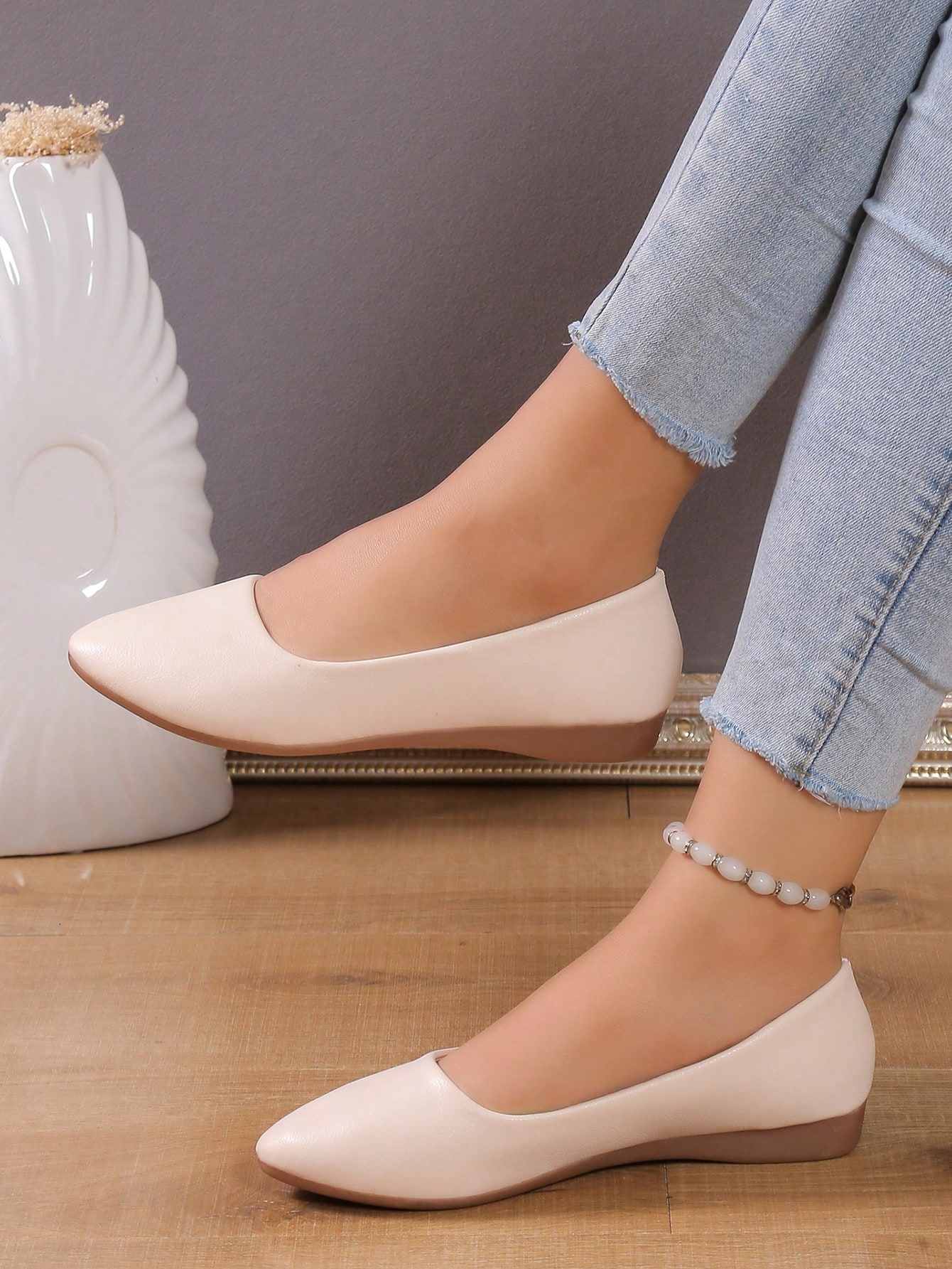 In Beige Women Flats