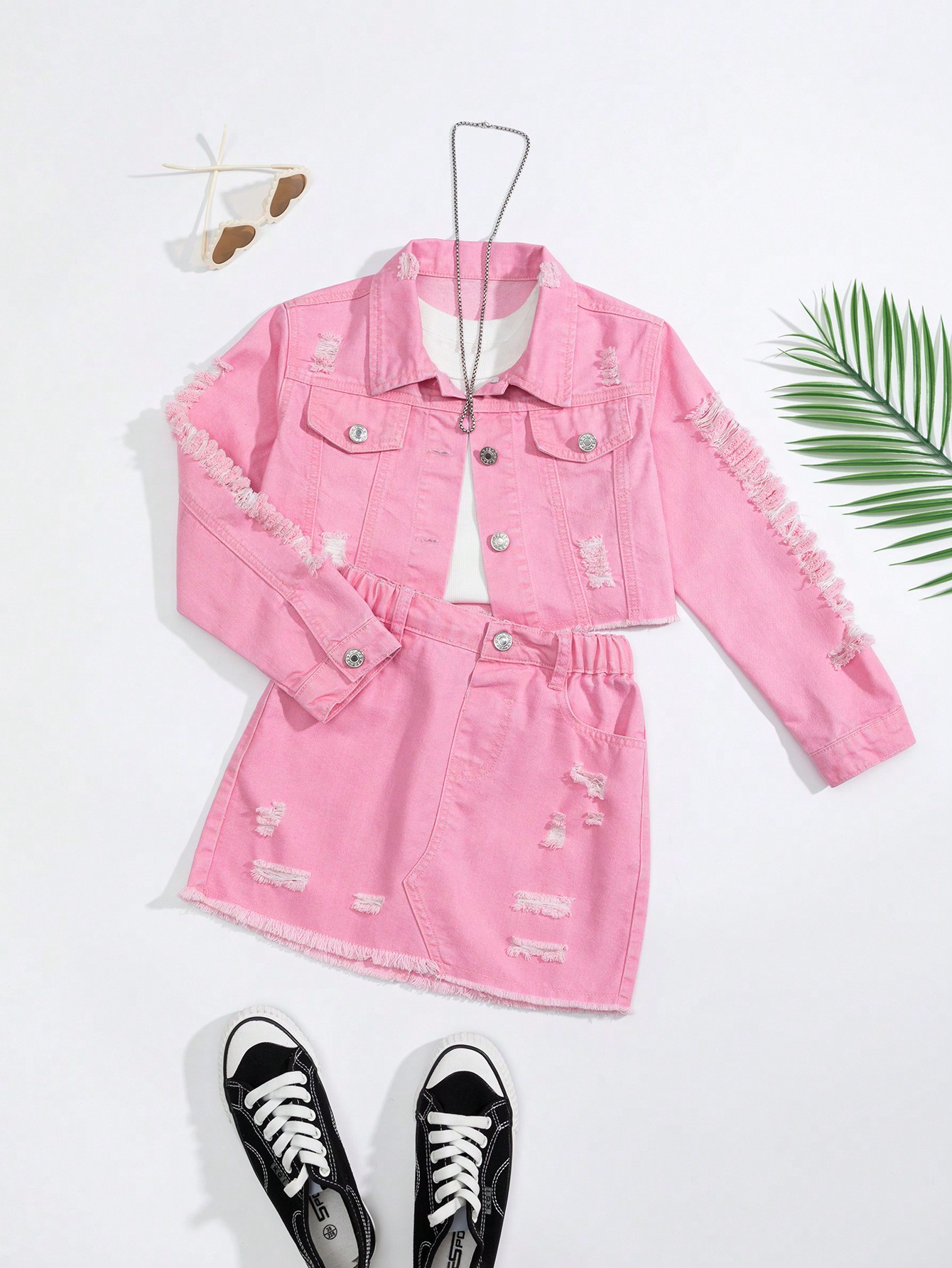 Tween Girls Denim Two-piece Outfits