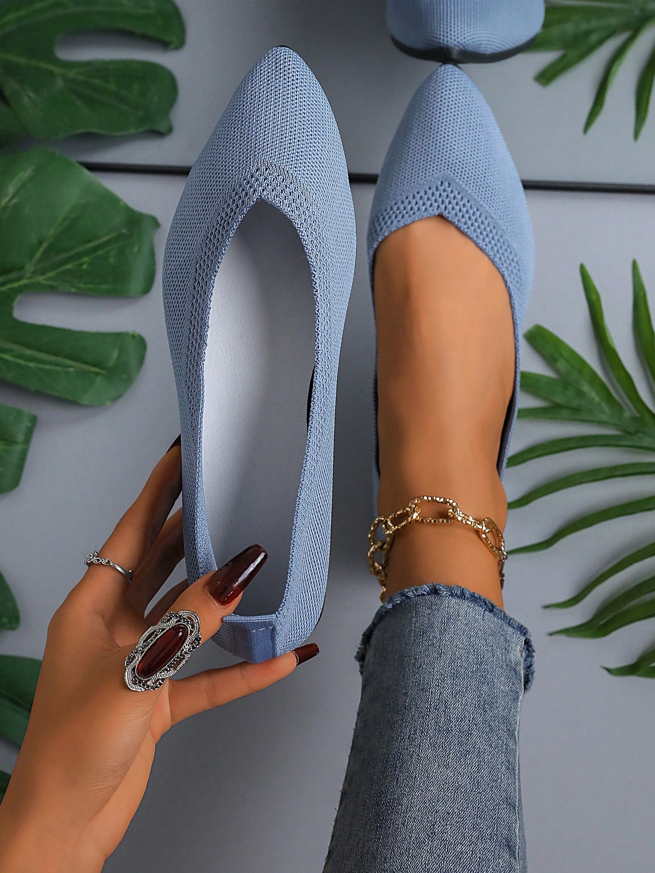 In Baby Blue Women Flats