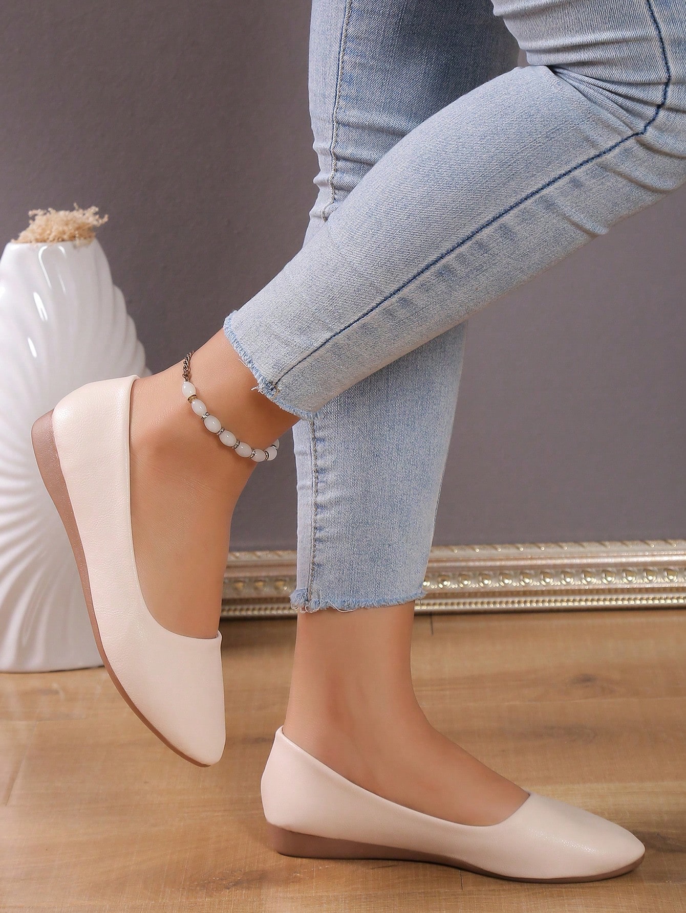 In Beige Women Flats