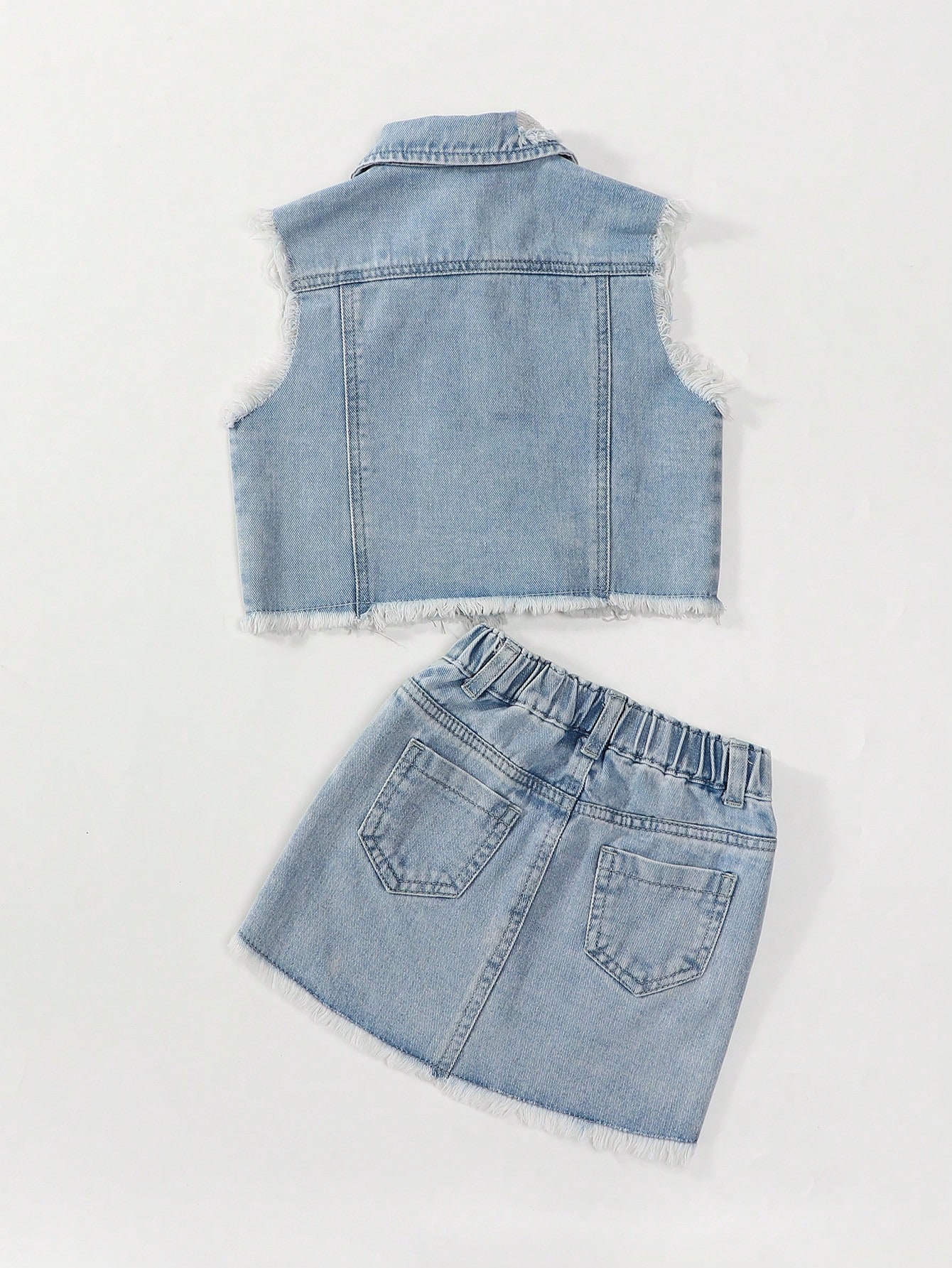 Young Girls Denim Two-piece Outfits