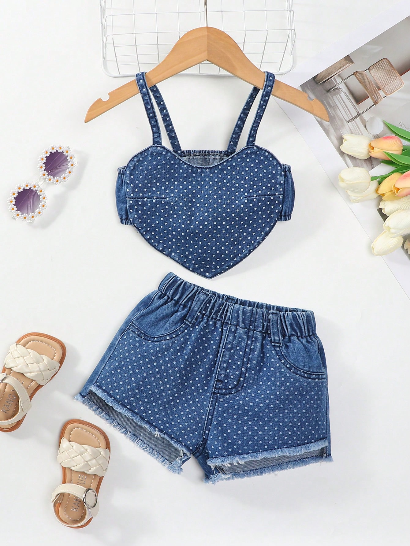 Young Girls Denim Two-piece Outfits