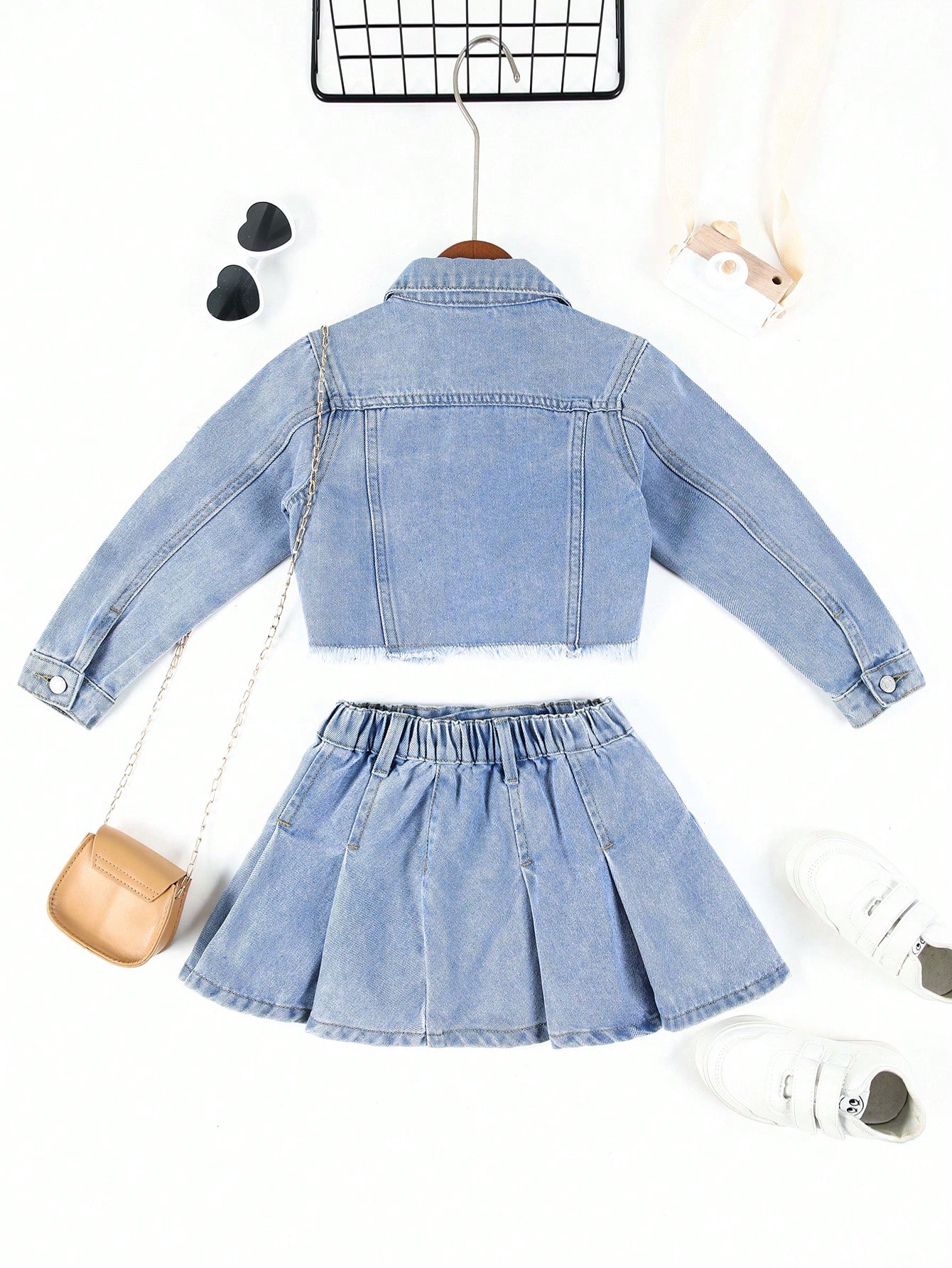 Young Girls Denim Two-piece Outfits