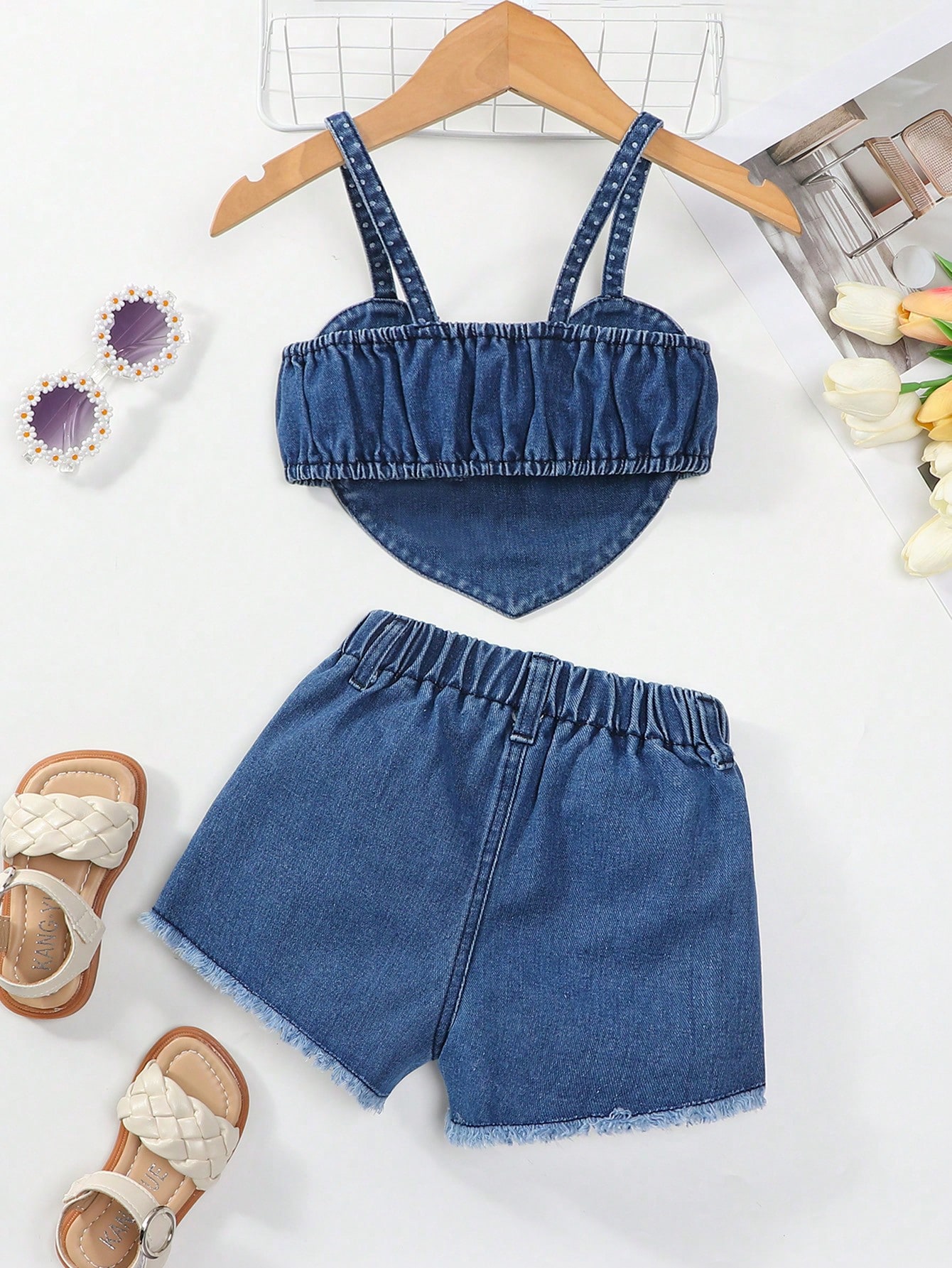 Young Girls Denim Two-piece Outfits