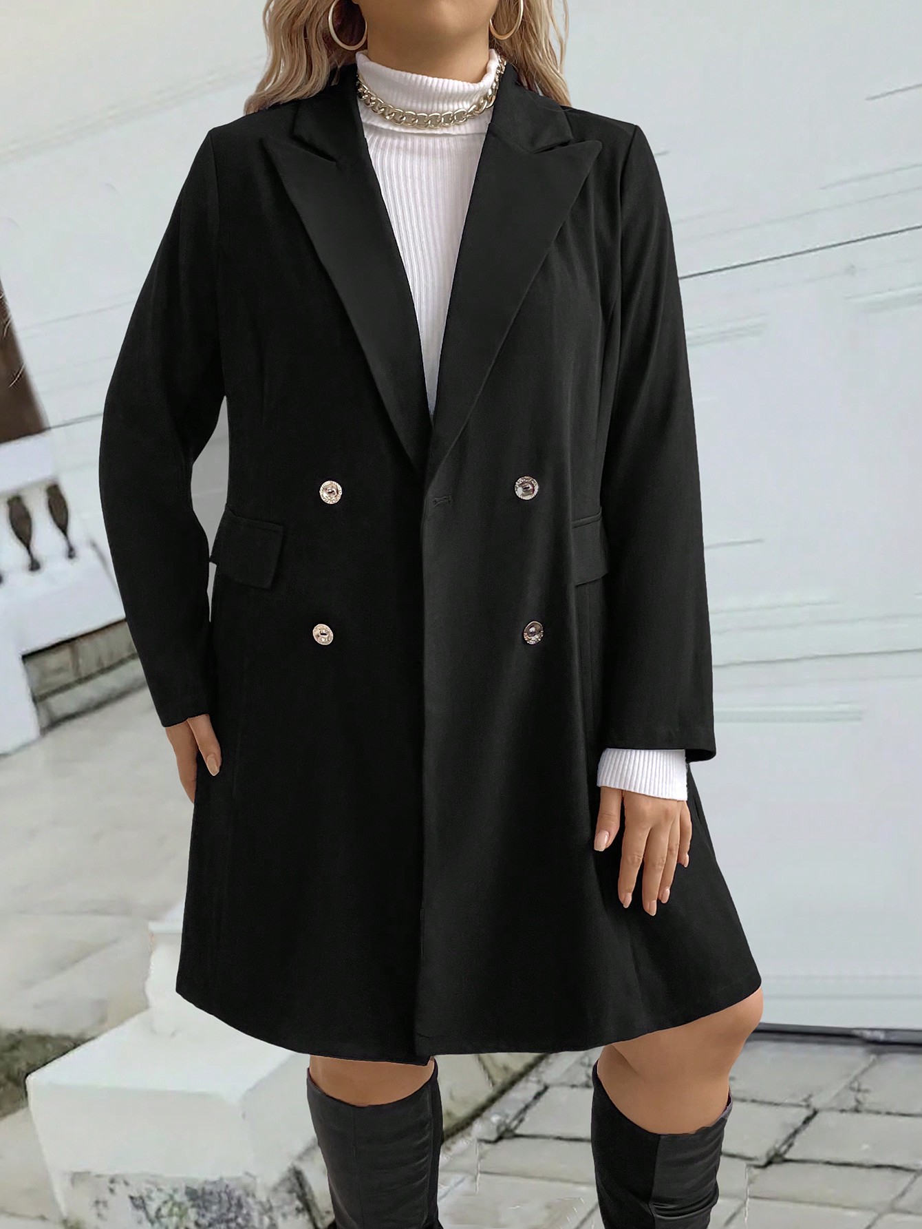 In Long Sleeve Plus Size Trench Coats