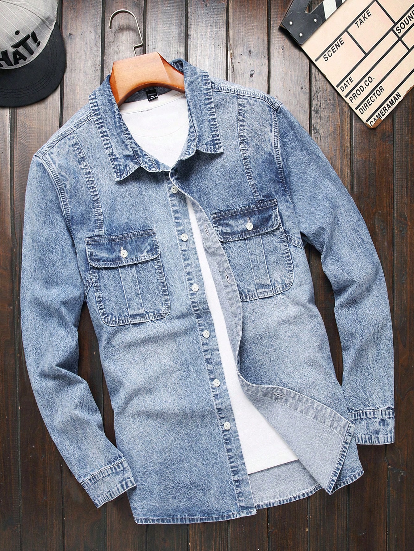 Men Plus Size Denim Shirts