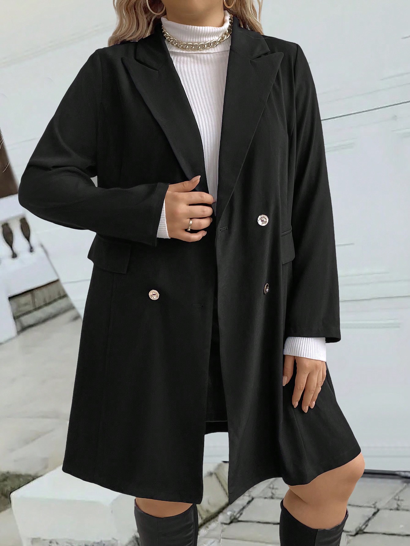 In Long Sleeve Plus Size Trench Coats