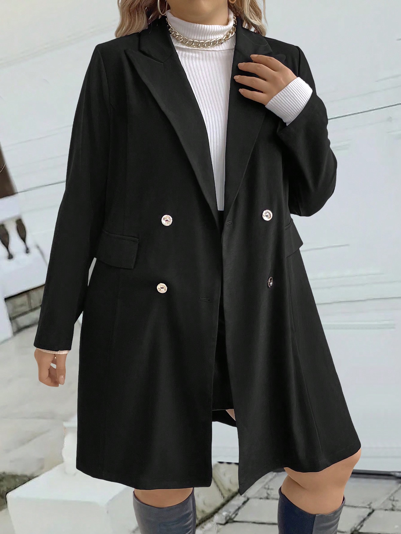 In Long Sleeve Plus Size Trench Coats