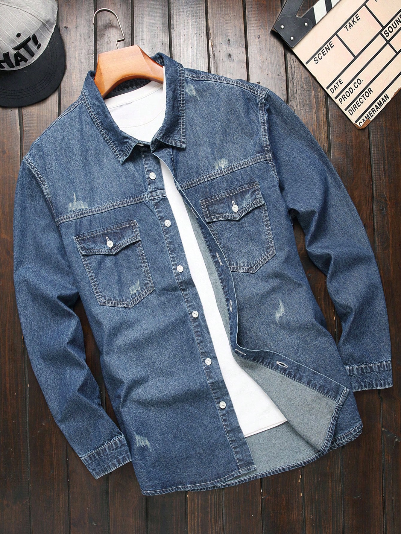 Men Plus Size Denim Shirts