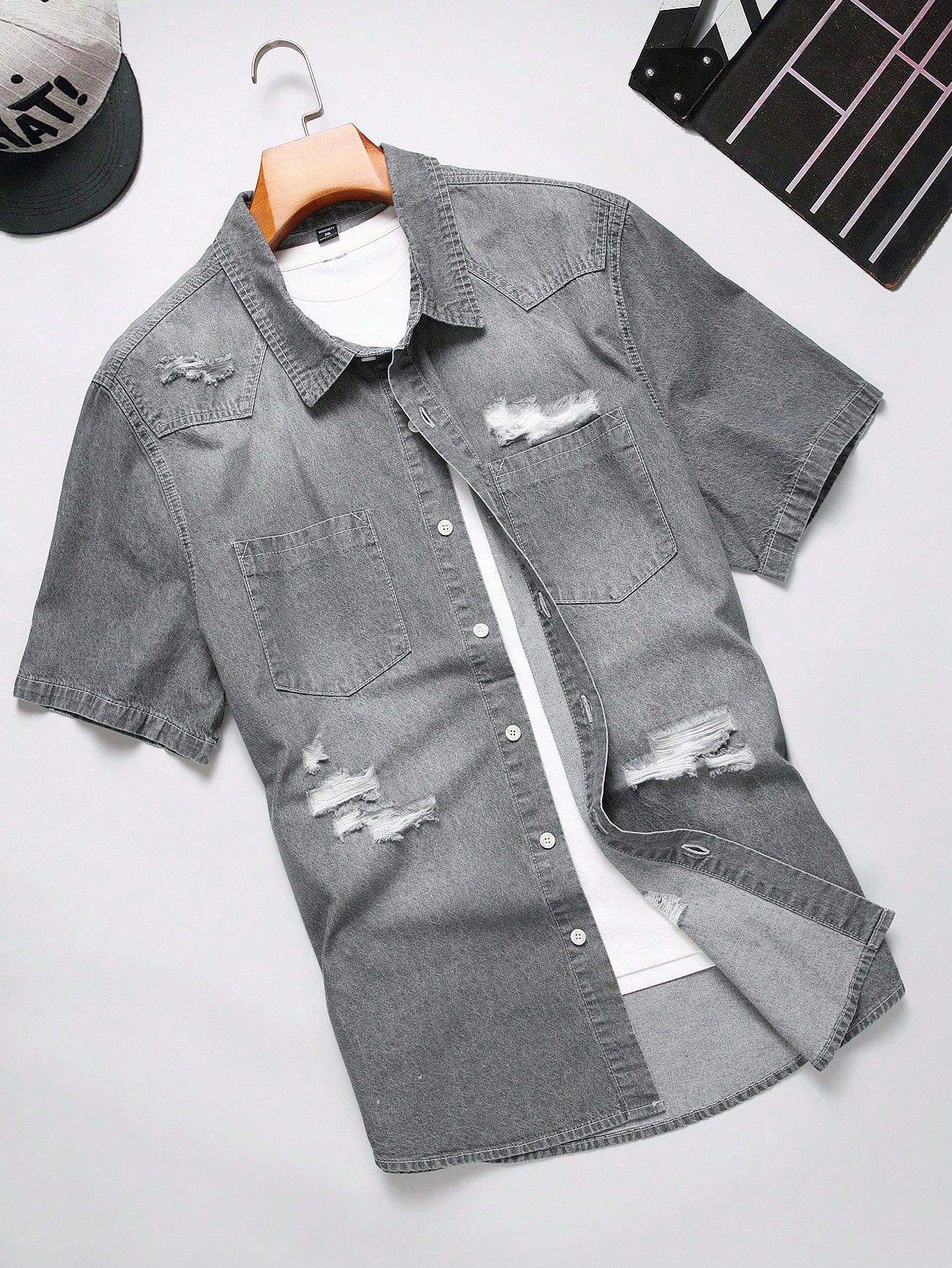 Men Plus Size Denim Shirts