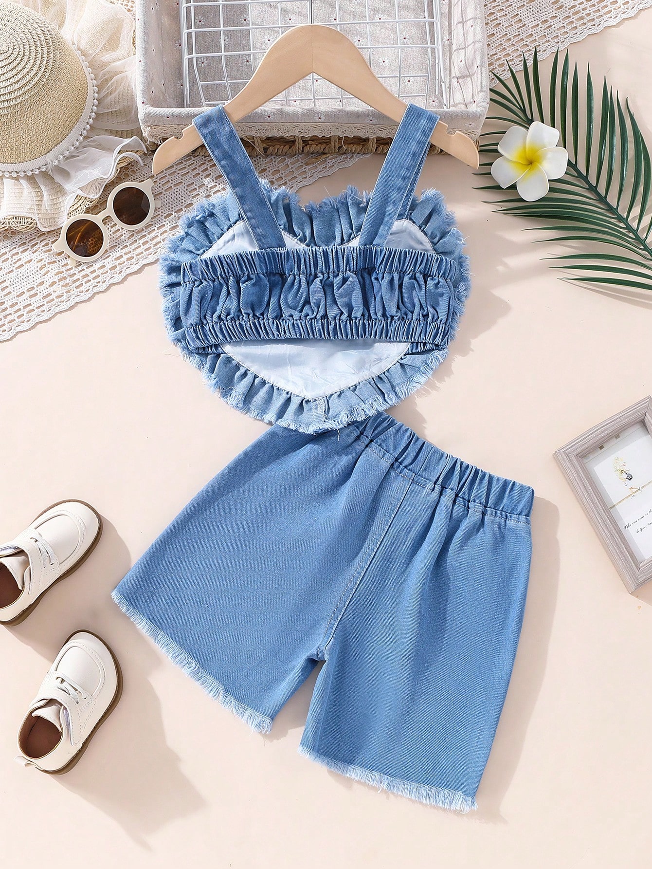 Young Girls Denim Two-piece Outfits