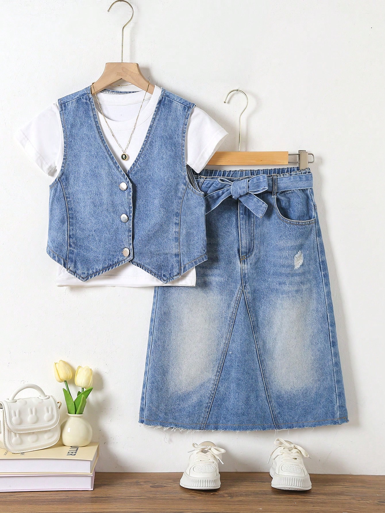 Tween Girls Denim Two-piece Outfits