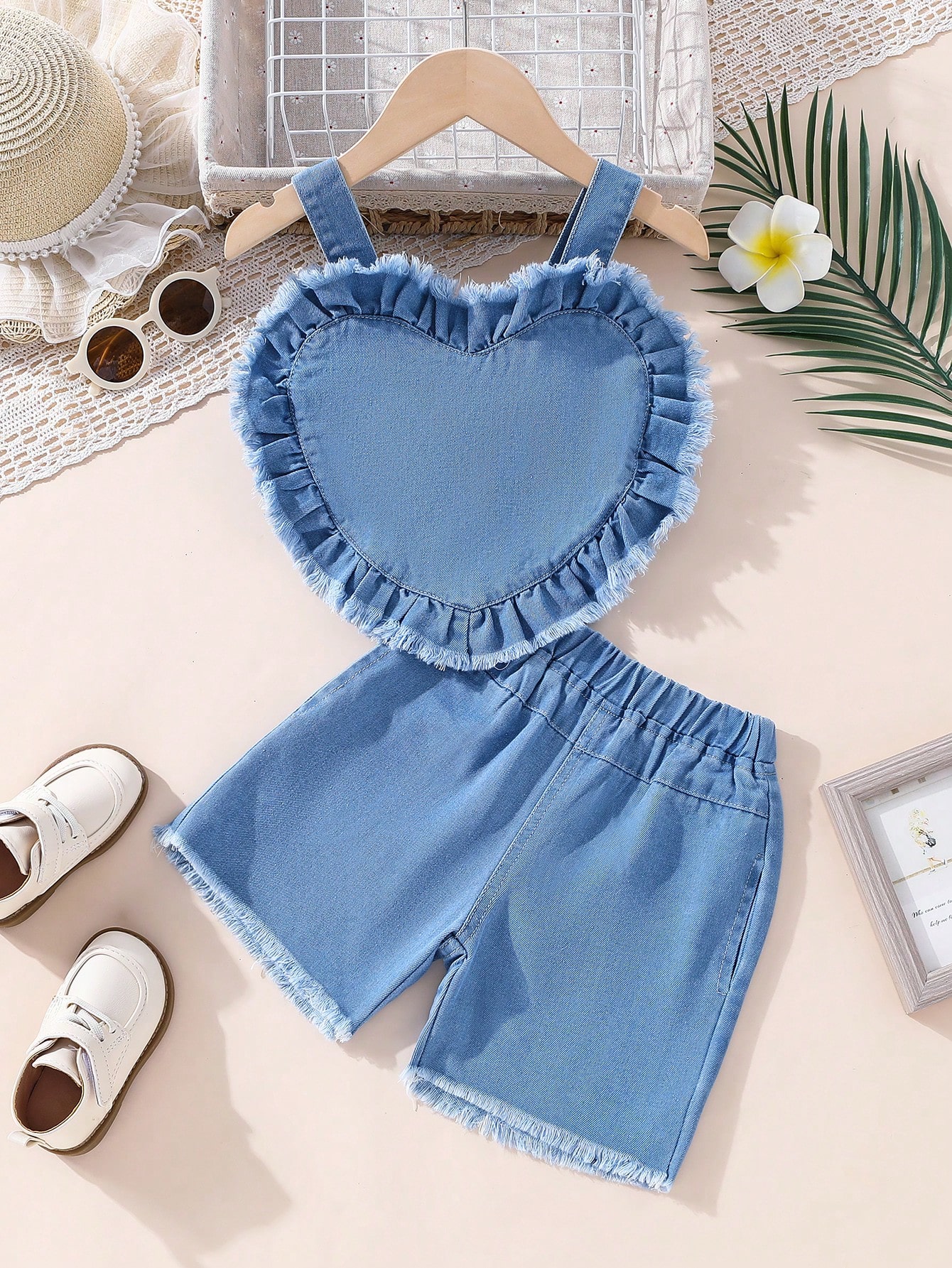 Young Girls Denim Two-piece Outfits