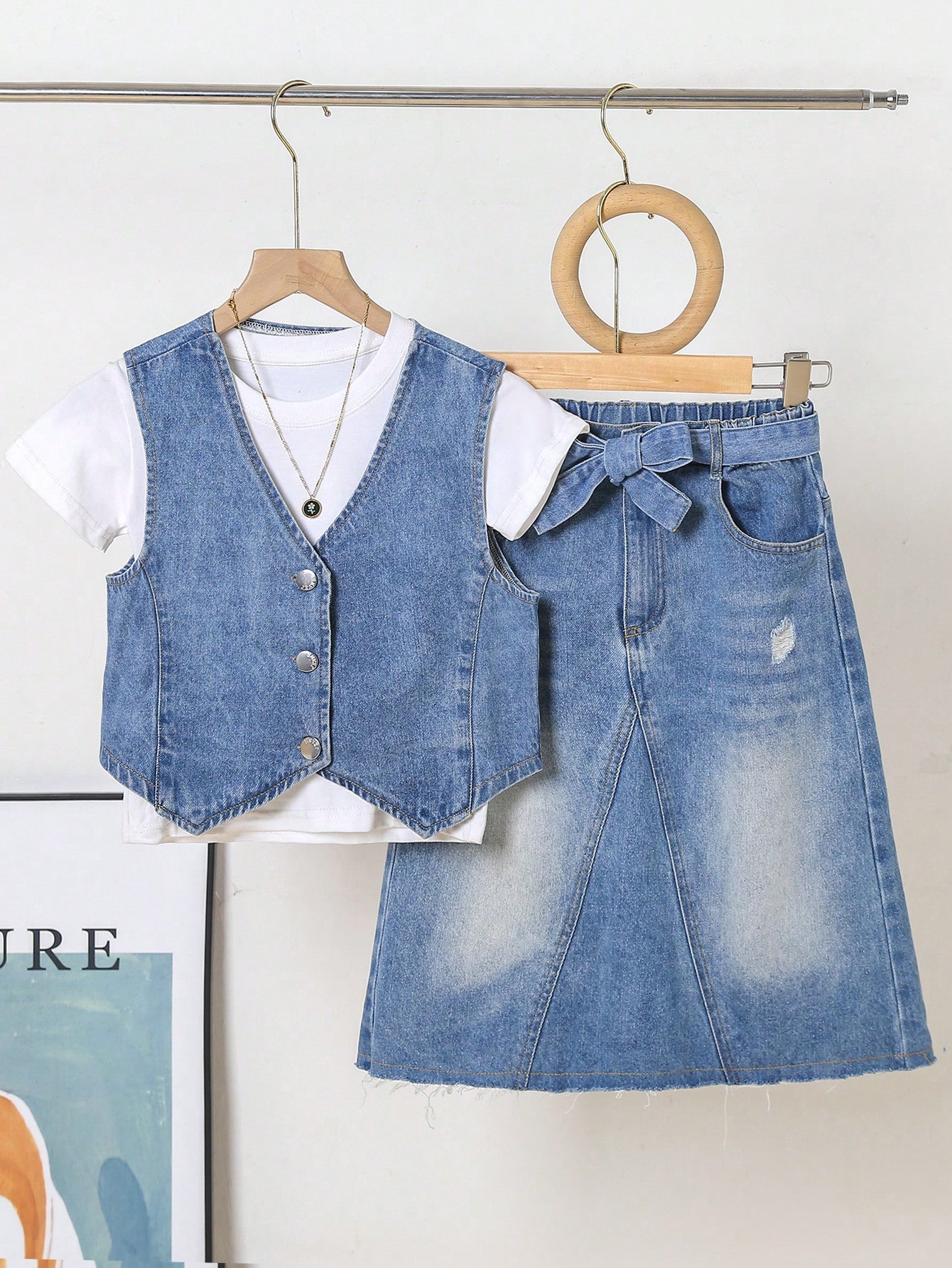 Tween Girls Denim Two-piece Outfits